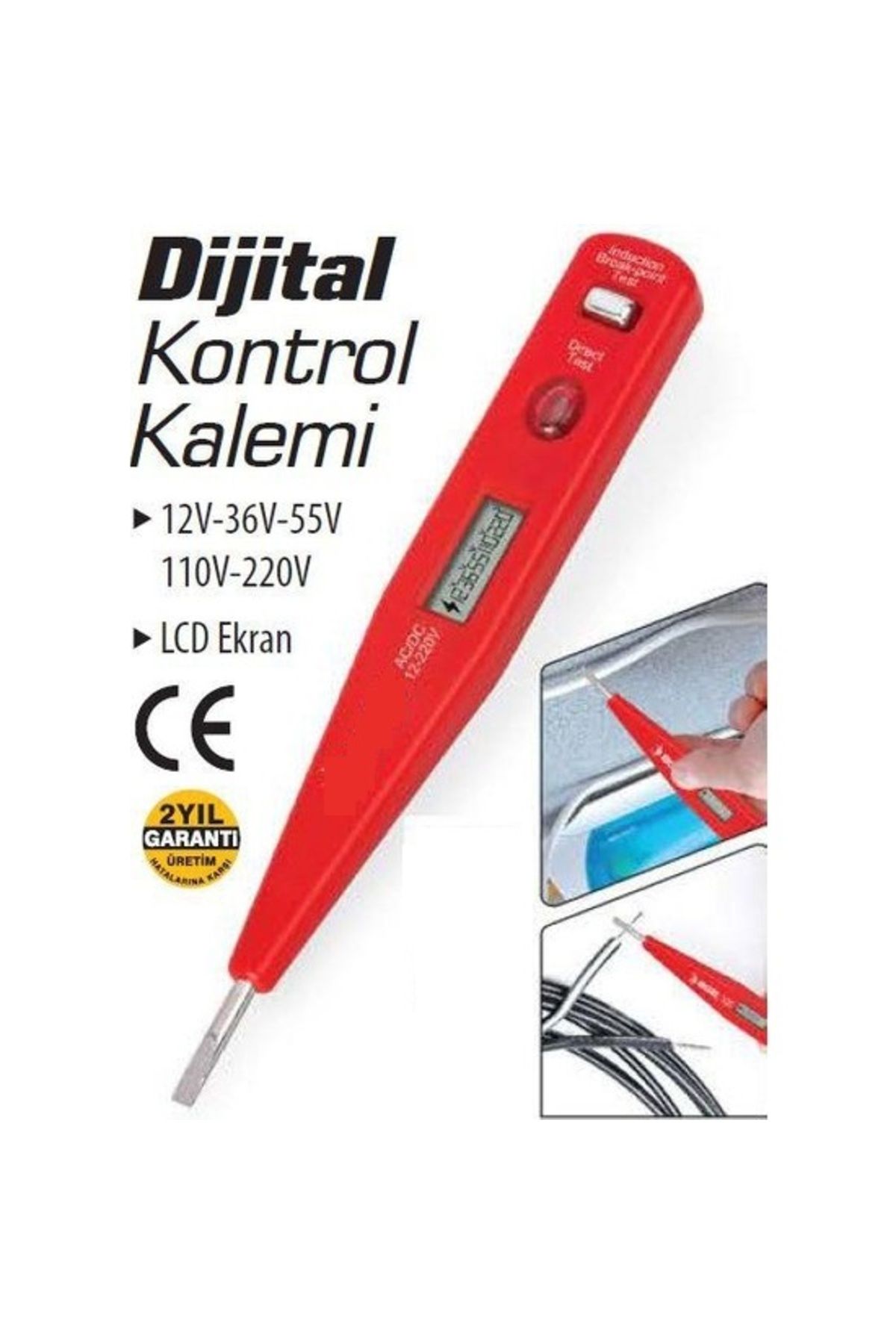 ÖYKÜ VE YİĞİT Profesyonel Dijital Kontrol Kalemi Tornavida Voltaj Ölçer