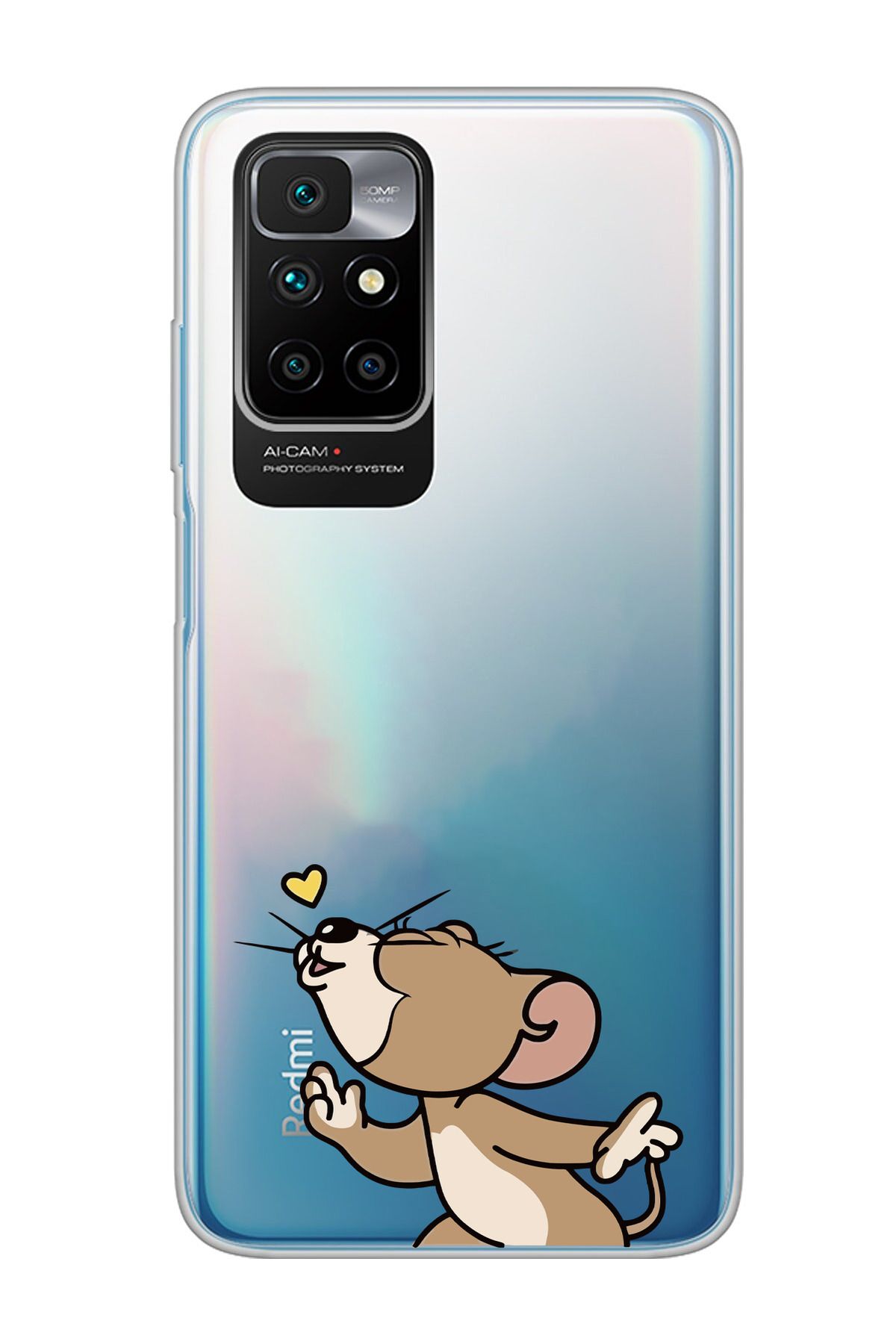 moonset Xiaomi Redmi 10 2022 Uyumlu Jerry Tasarımlı Baskılı Şeffaf Telefon Kılıfı