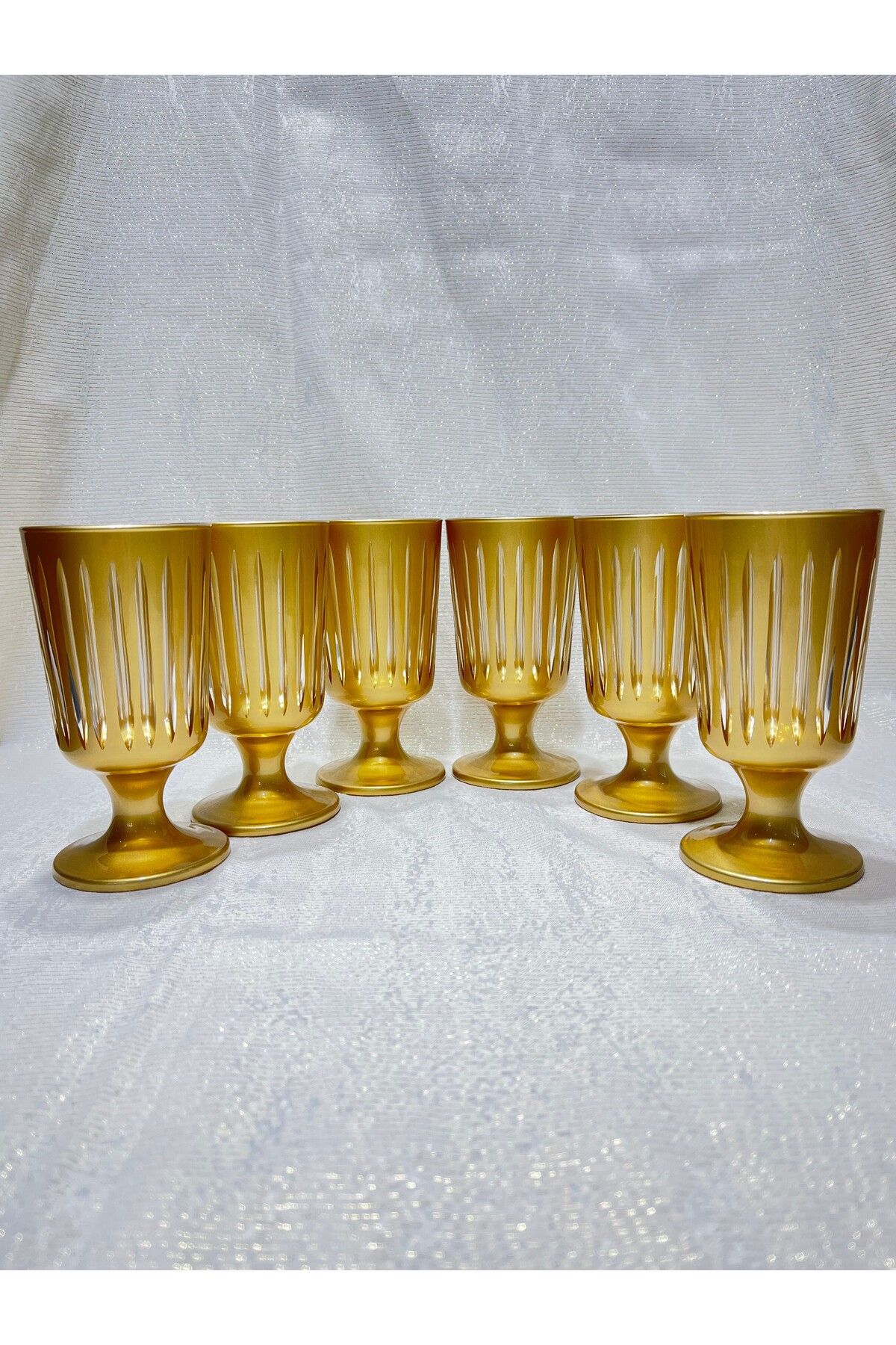 Mirano Cam Tasarım GOLD KESME EL İŞİ 200 ML 6LI TAKIM KAHVE YANI SU BARDAĞI SETİ