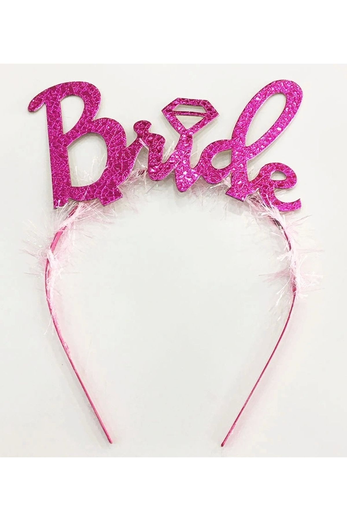 STOREMAX Fuşya Renk Bekarlığa Veda İtalik Yazı Alyanslı Bride Taç (5047)