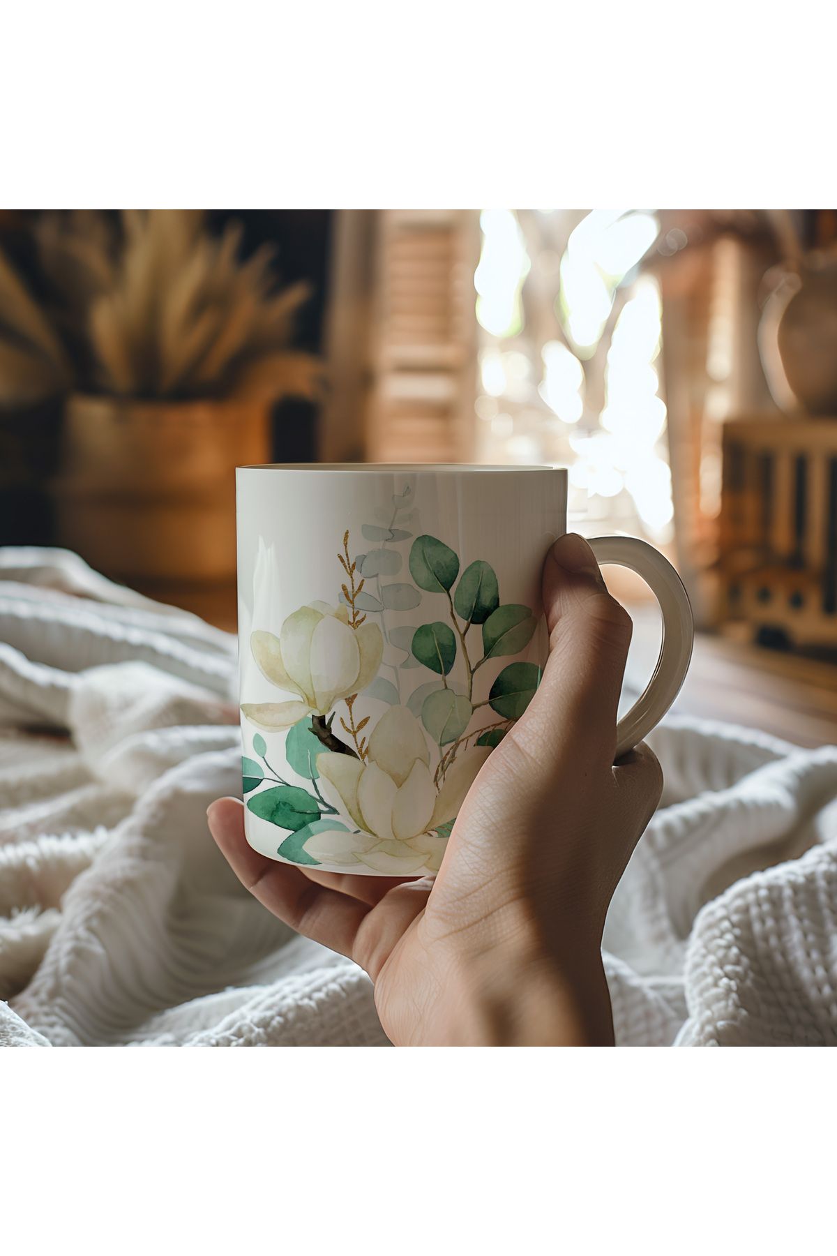 waspandhornet Floral Tasarımlı Seramik Kupa