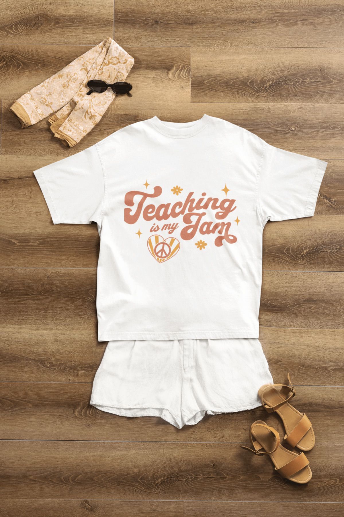 MAGORS TEACHİNG İS MY JAM BASKILI STANDART KALIP BİSİKLET YAKA PAMUKLU KADIN VE ÇOCUK TİŞÖRT