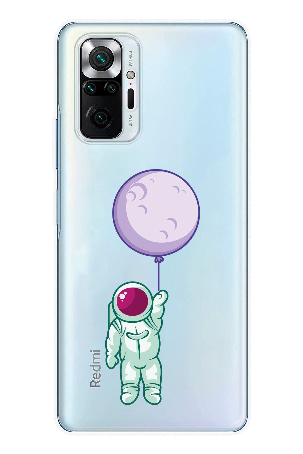 moonset Xiaomi Redmi Note 10 Pro Uyumlu Astronot Tasarımlı Baskılı Şeffaf Telefon Kılıfı