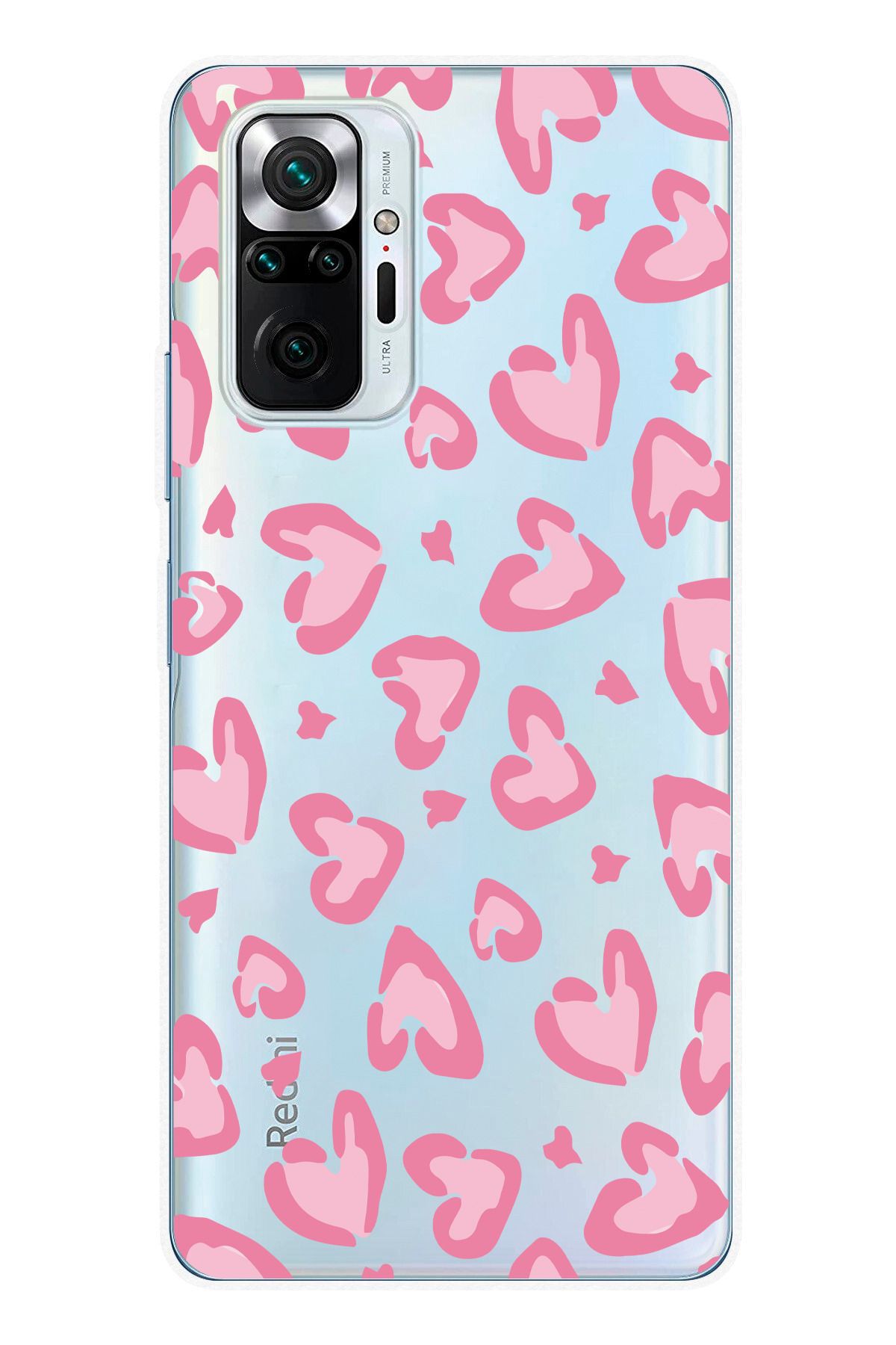 moonset Xiaomi Redmi Note 10 Pro Uyumlu Leopar Kalpler Tasarımlı Baskılı Şeffaf Telefon Kılıfı