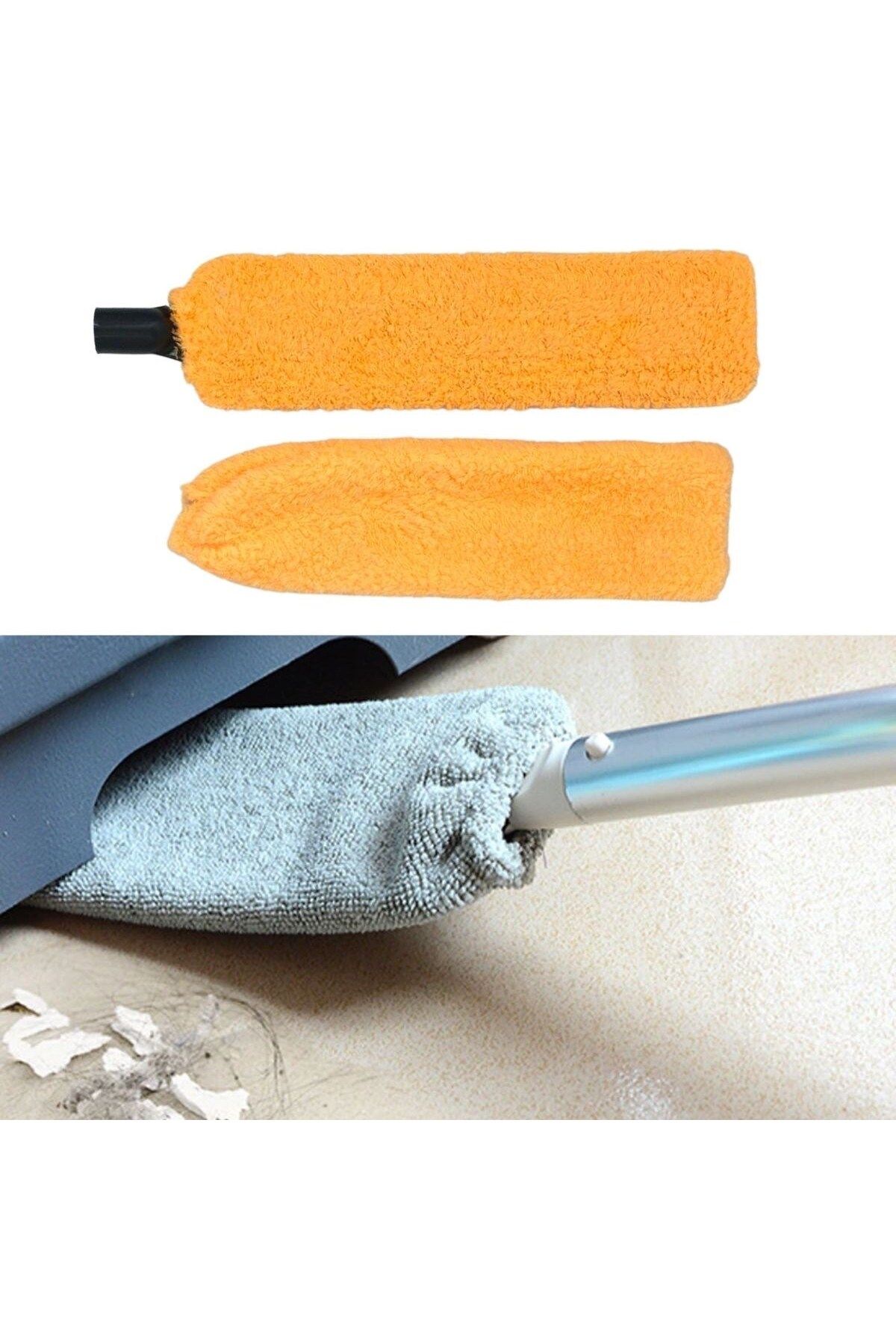 NEZADE STORE Saplı Mikrofiber Başlıklı Girintili Yüzey Temizleme Mopu Toz Alma Fırçası