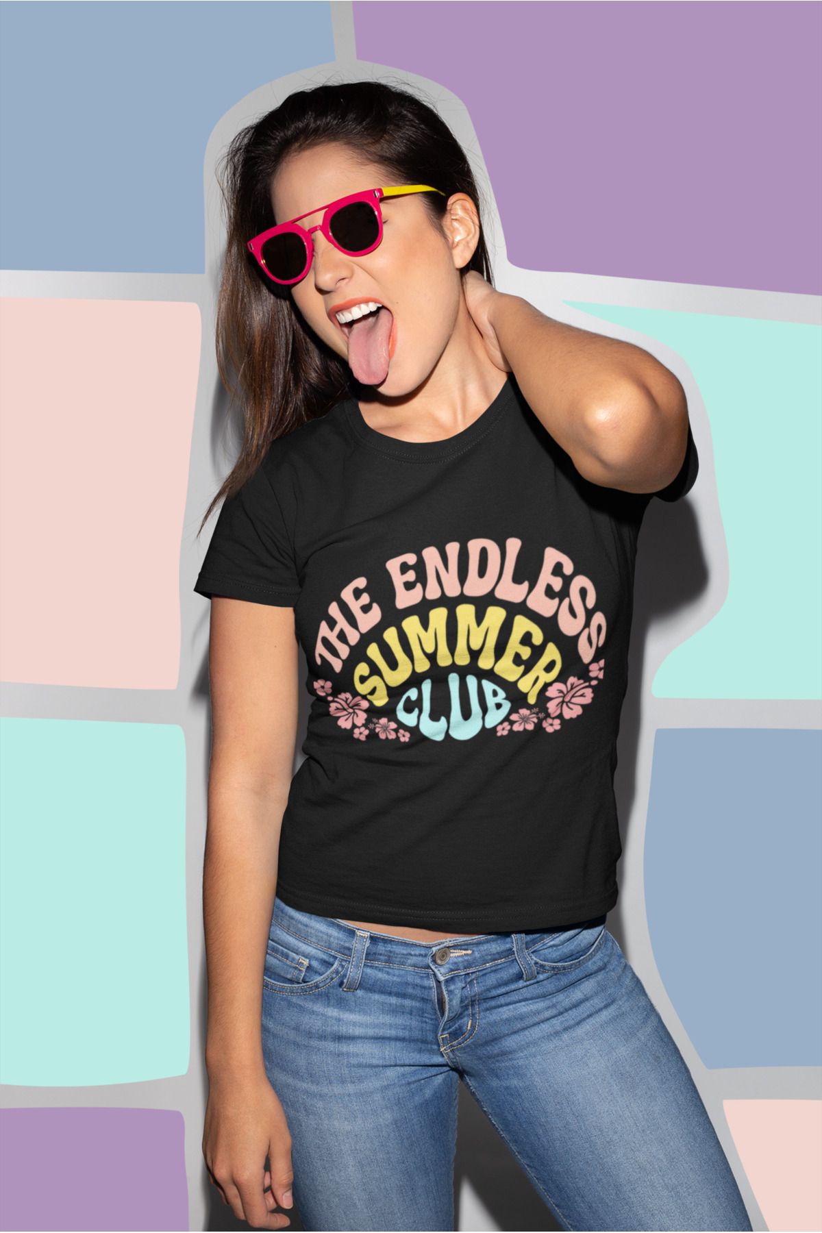 MAGORS THE ENDLESS SUMMER BASKILI STANDART KALIP BİSİKLET YAKA PAMUKLU KADIN VE ÇOCUK TİŞÖRT