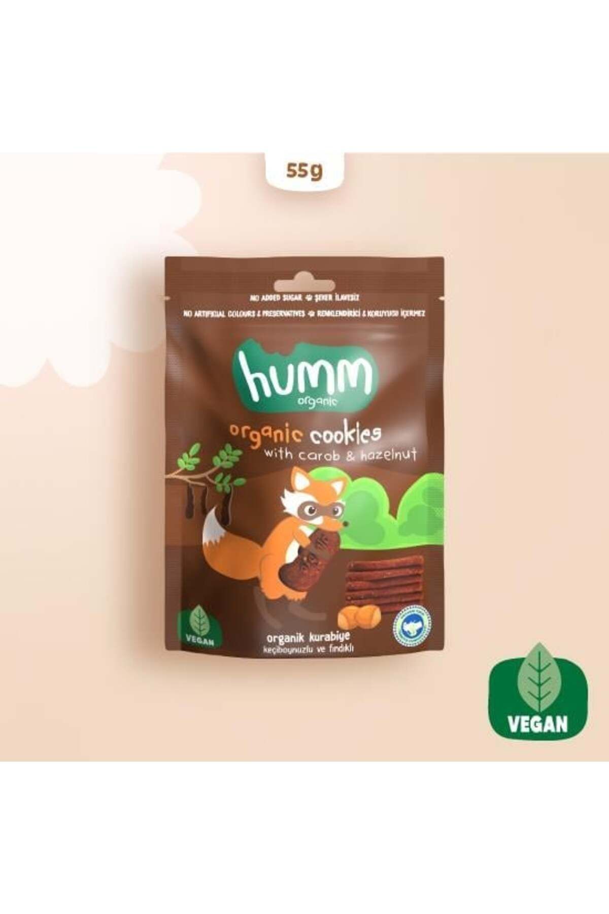 NEZADE STORE Humm Organik Keçiboynuzlu ve Fındıklı Vegan Kurabiye 55 Gr
