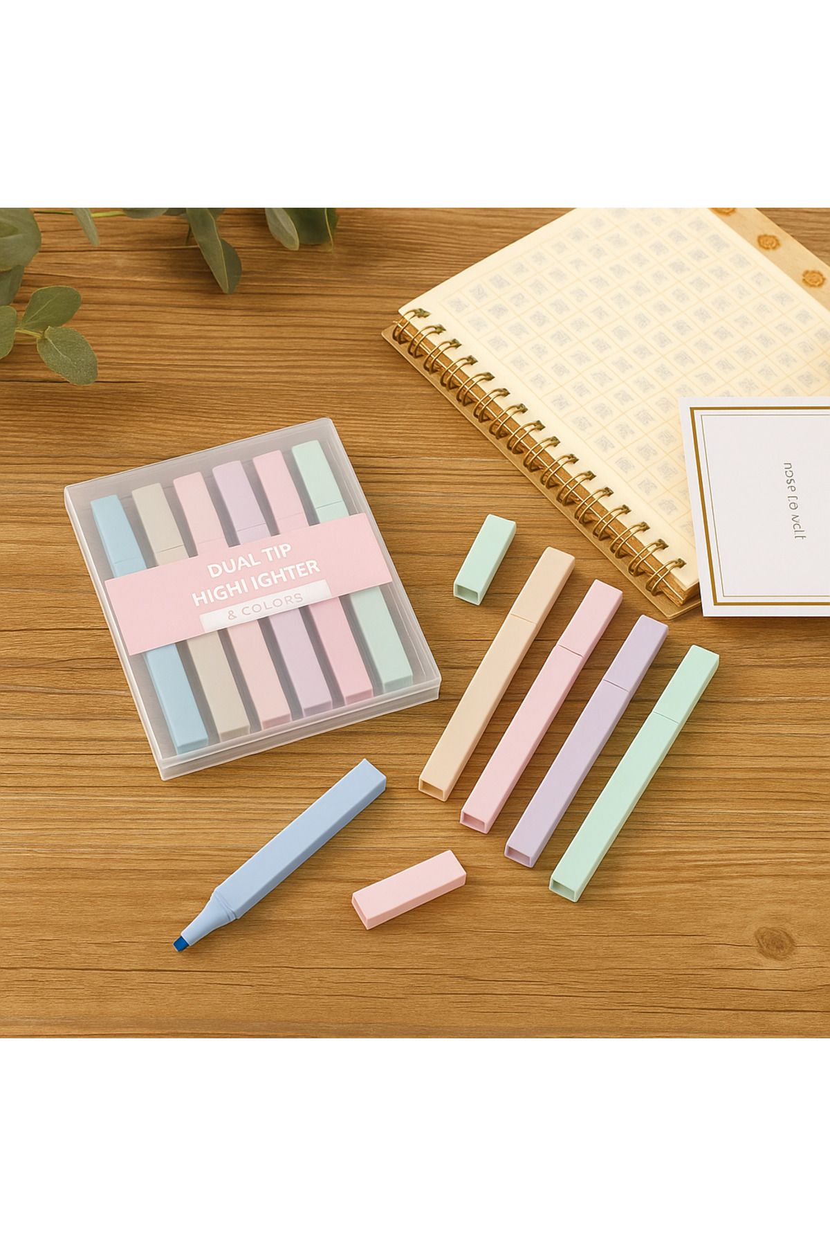 keyfisepet en keyifli sepet Pastel Renkli Çift Uçlu Fosforlu Kalem Seti 6'lı Yumuşak Ton Bullet Journal ve Not Tutma İçin Uygun