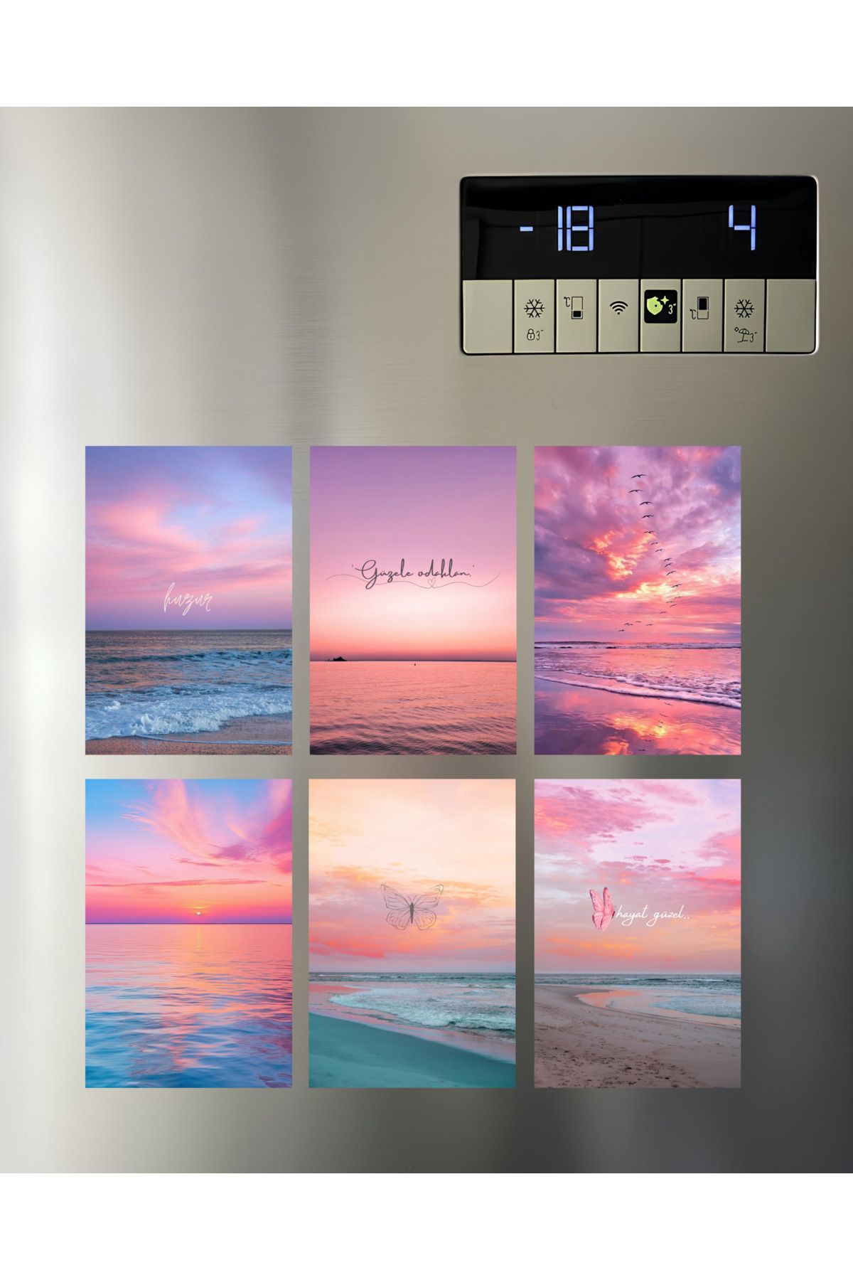 Renkia Studio Pastel Tonlarında Deniz Manzara Temalı 6’lı Magnet Seti – Minimal Dekoratif Buzdolabı Magnetleri