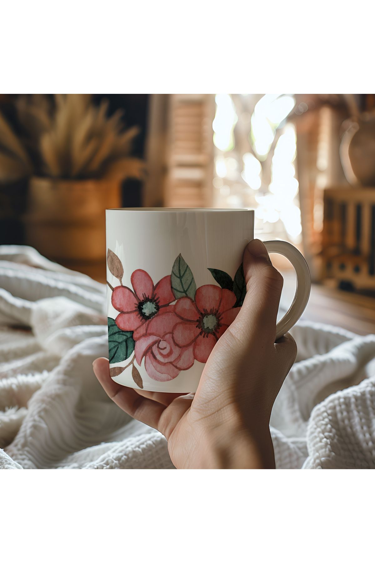 waspandhornet Floral Seramik Kupa
