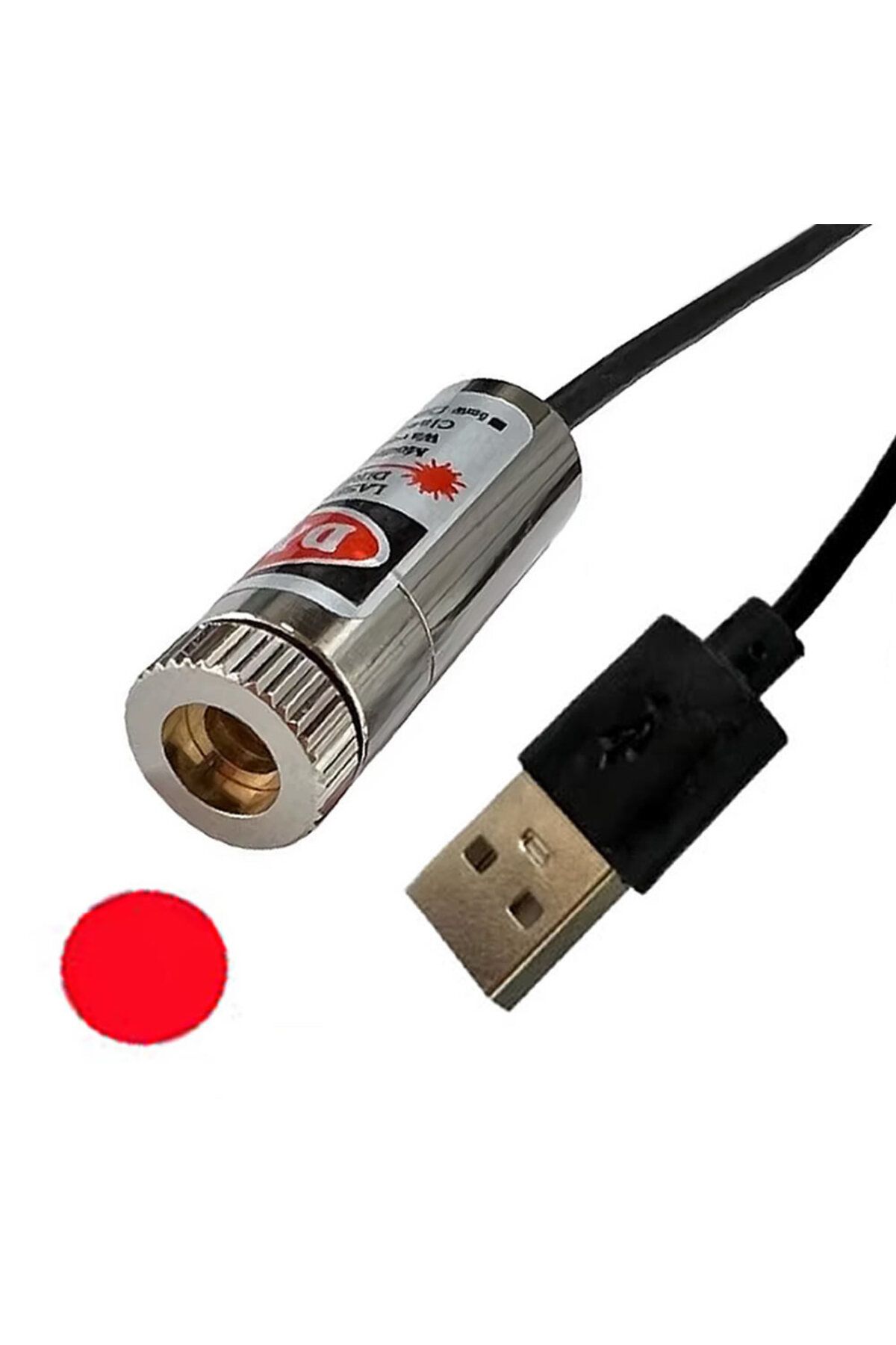 Alkatronik Usb Kablolu 5mW 650nm Nokta Çizgi Lazer Modül 1 Metre Kablo Lens ile Odak Ayarlı 12mm Çap İşaretle