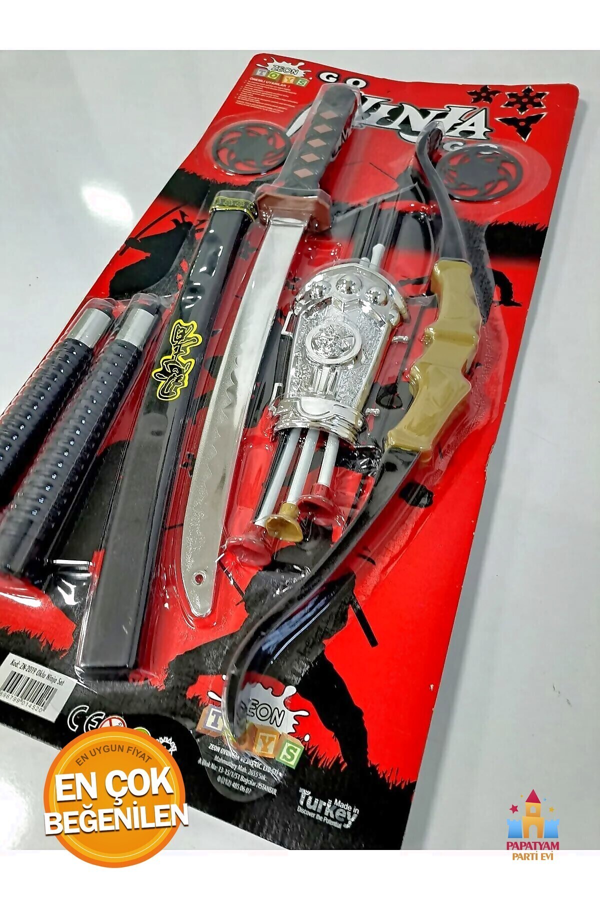 大戦祭　プレミアムパッケージサプライセット PapatyamPartiEvi Ninja Samuray Dövüş Savaş Seti Ok Yay Kılıç