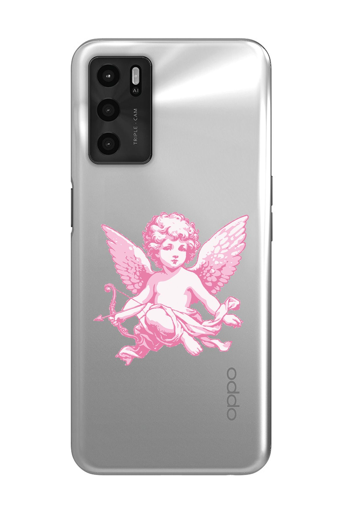 moonset Oppo A16 / A55 Uyumlu Melek Tasarımlı Baskılı Şeffaf Telefon Kılıfı