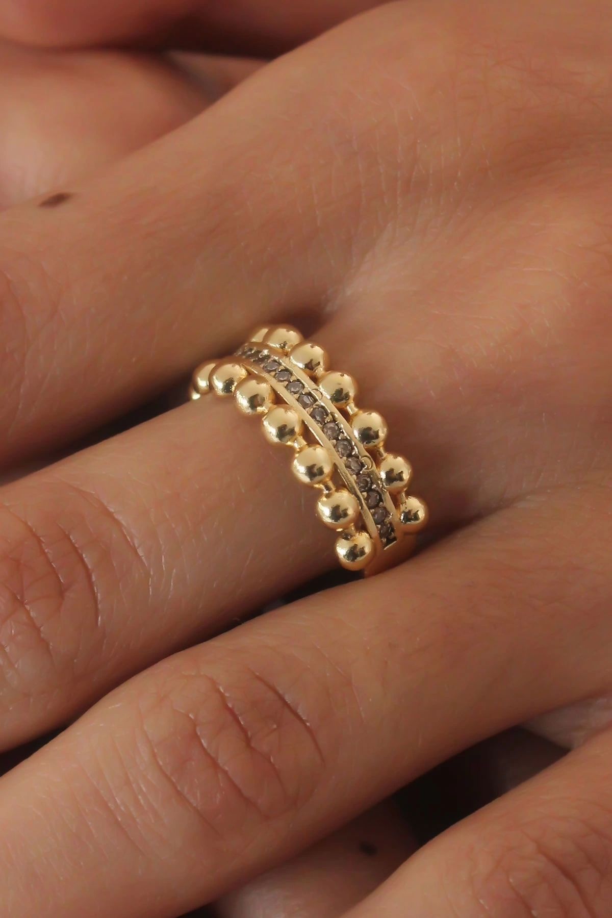 Clariss Gold Renk Zirkon Taşlı Kadın Yüzük