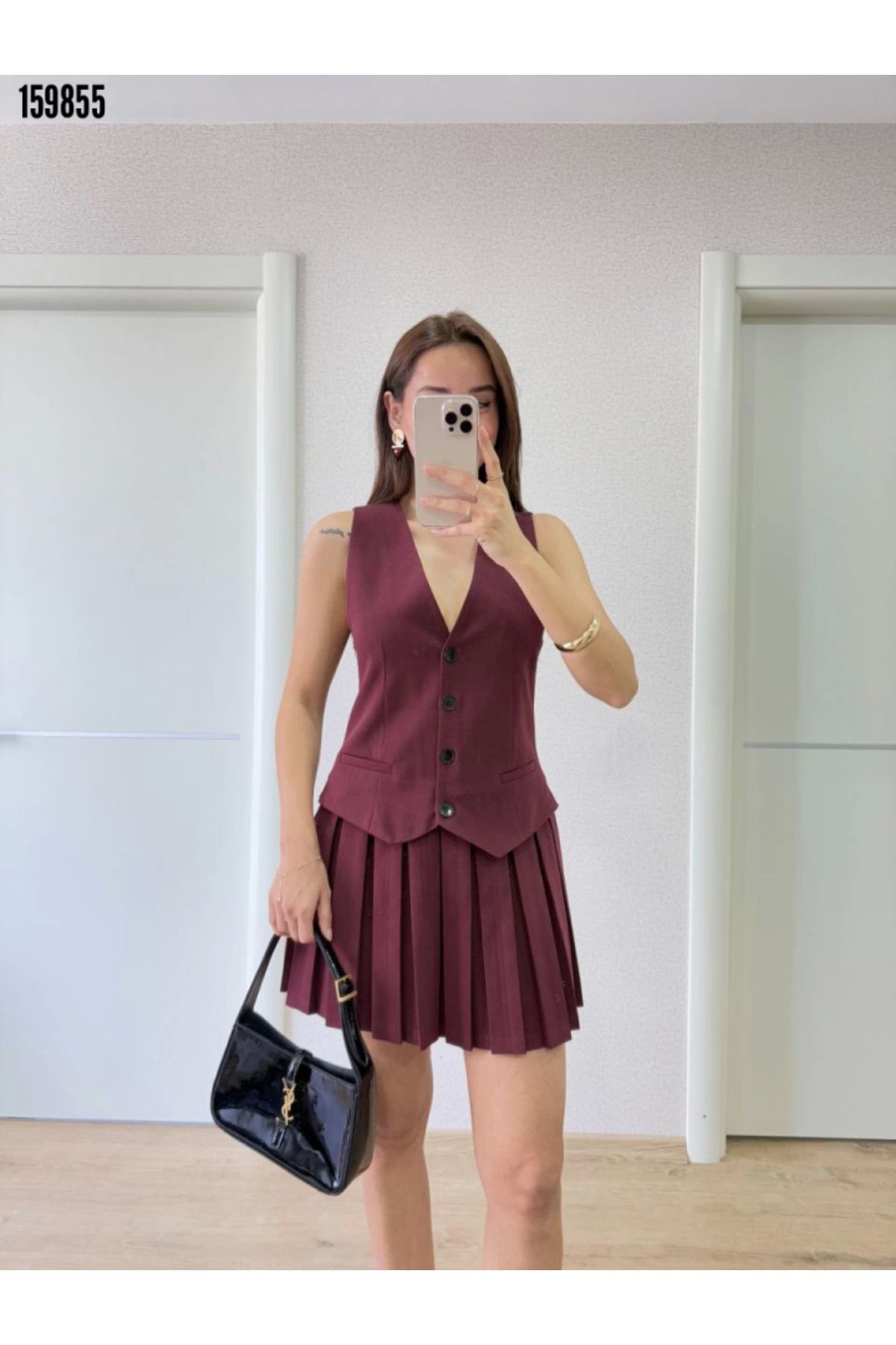 Modayakamoz Takım Görünümlü Mini Elbise Yelekli