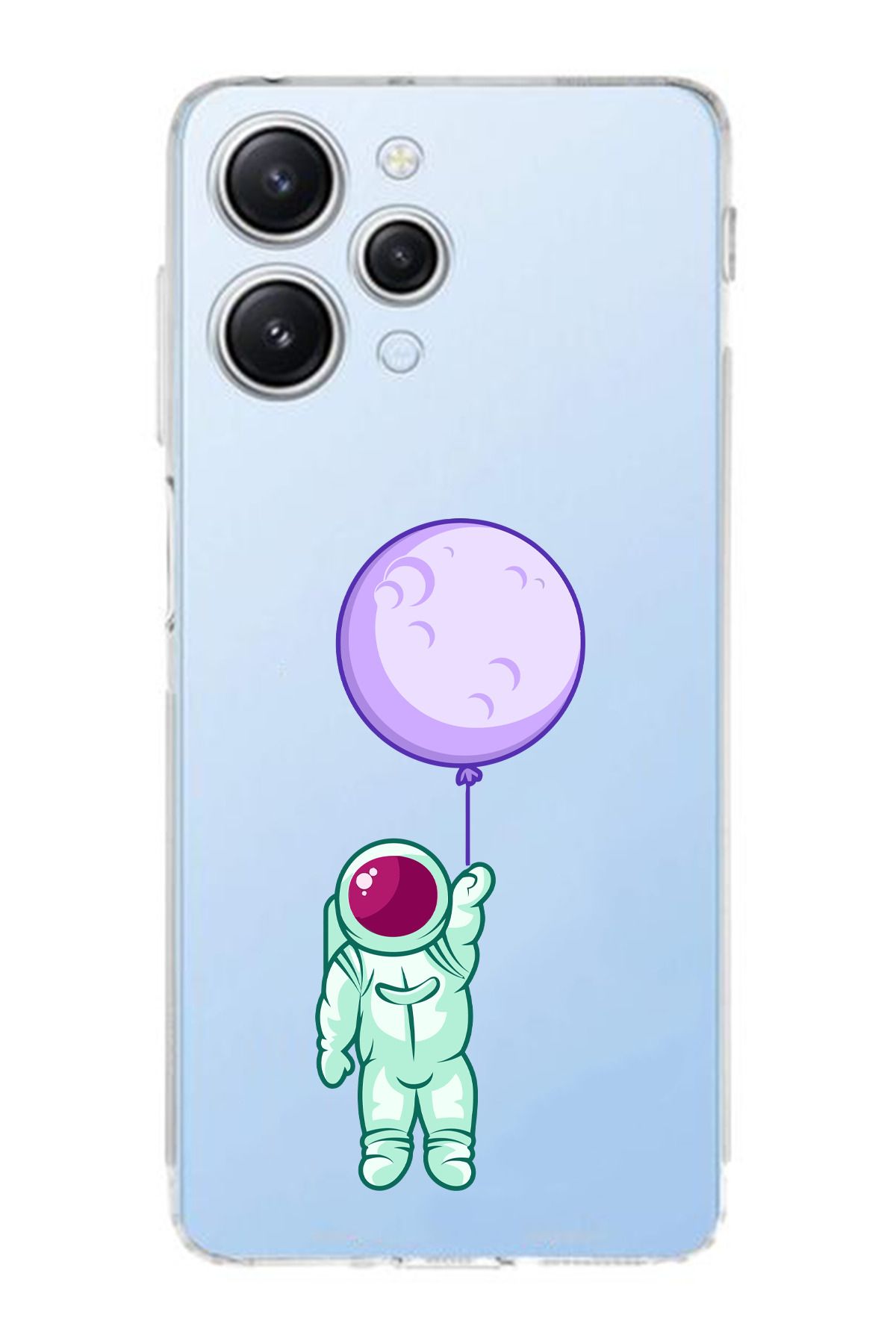 moonset Xiaomi Redmi 12 Uyumlu Astronot Tasarımlı Baskılı Şeffaf Telefon Kılıfı