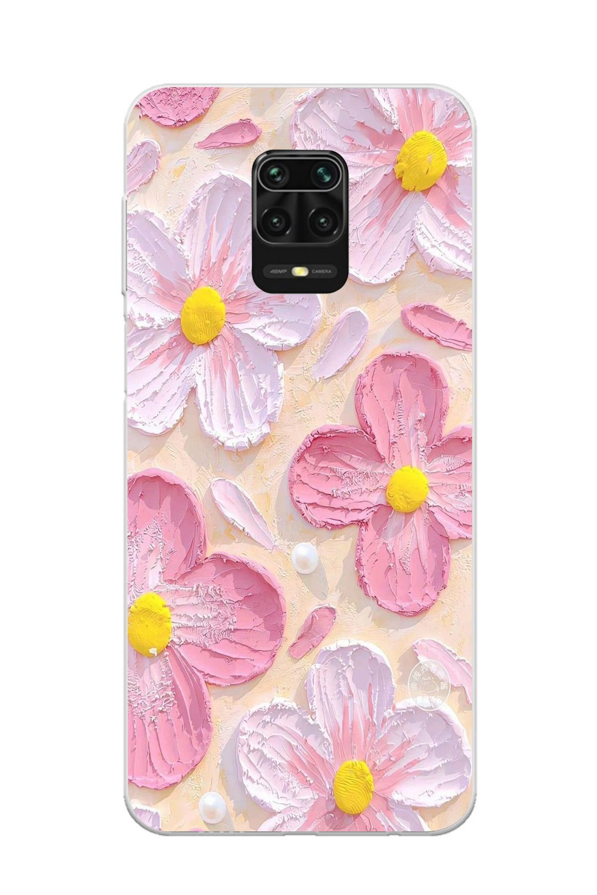 moonset Xiaomi Redmi Note 9 Pro / Note 9S Uyumlu Pastel Çiçek Tasarımlı Baskılı Şeffaf Telefon Kılıfı