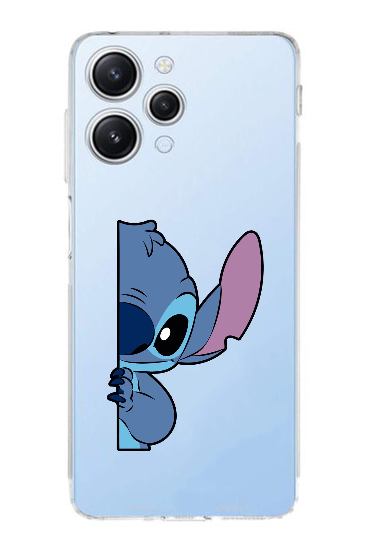 moonset Xiaomi Redmi 12 Uyumlu Stitch Tasarımlı Baskılı Şeffaf Telefon Kılıfı
