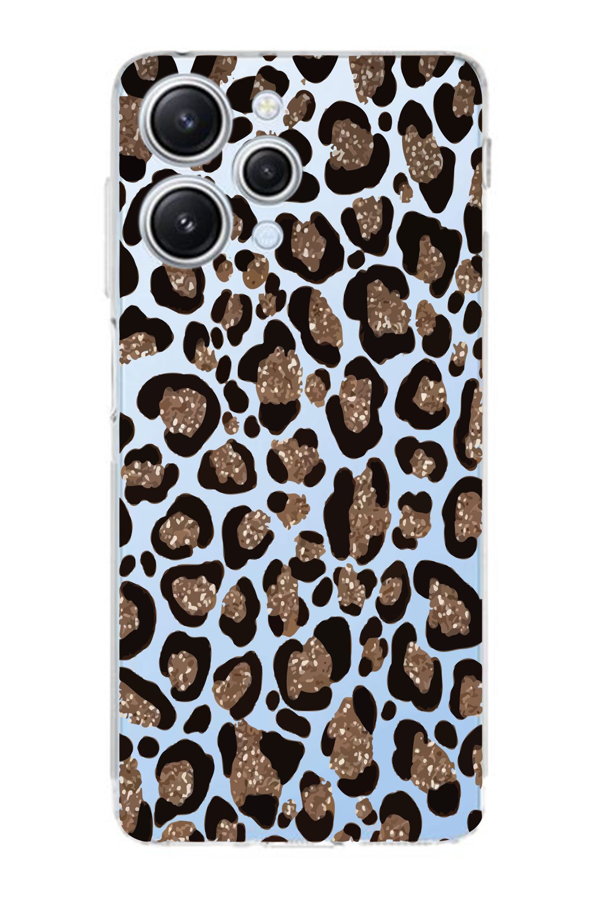 moonset Xiaomi Redmi 12 Uyumlu Leopar Tasarımlı Baskılı Şeffaf Telefon Kılıfı