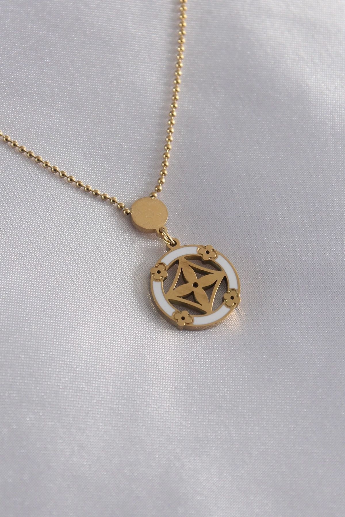 Clariss 316L Çelik Gold Renk Çiçek Figür Kadın Kolye