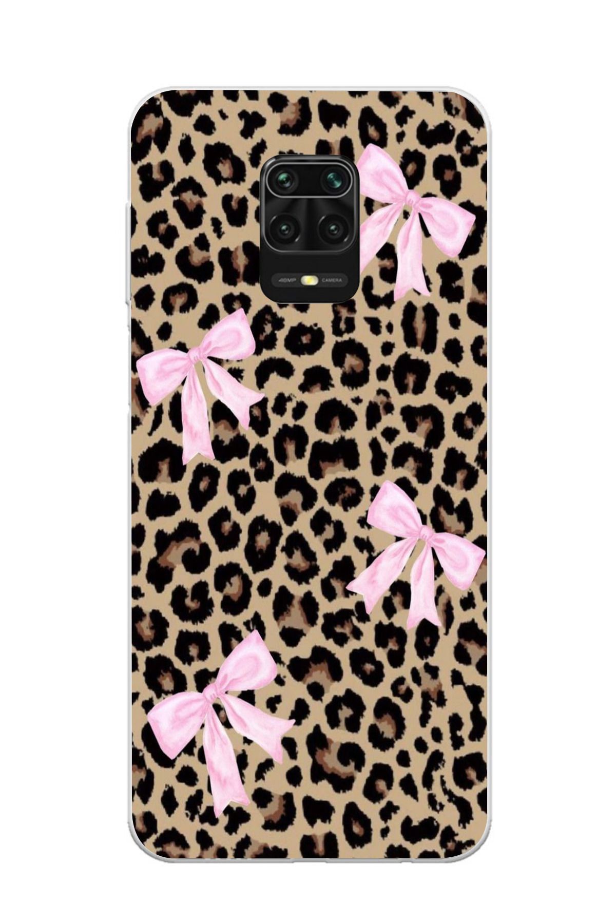 moonset Xiaomi Redmi Note 9 Pro / Note 9S Uyumlu Leopar ve Fiyonk Tasarımlı Baskılı Şeffaf Telefon Kılıfı