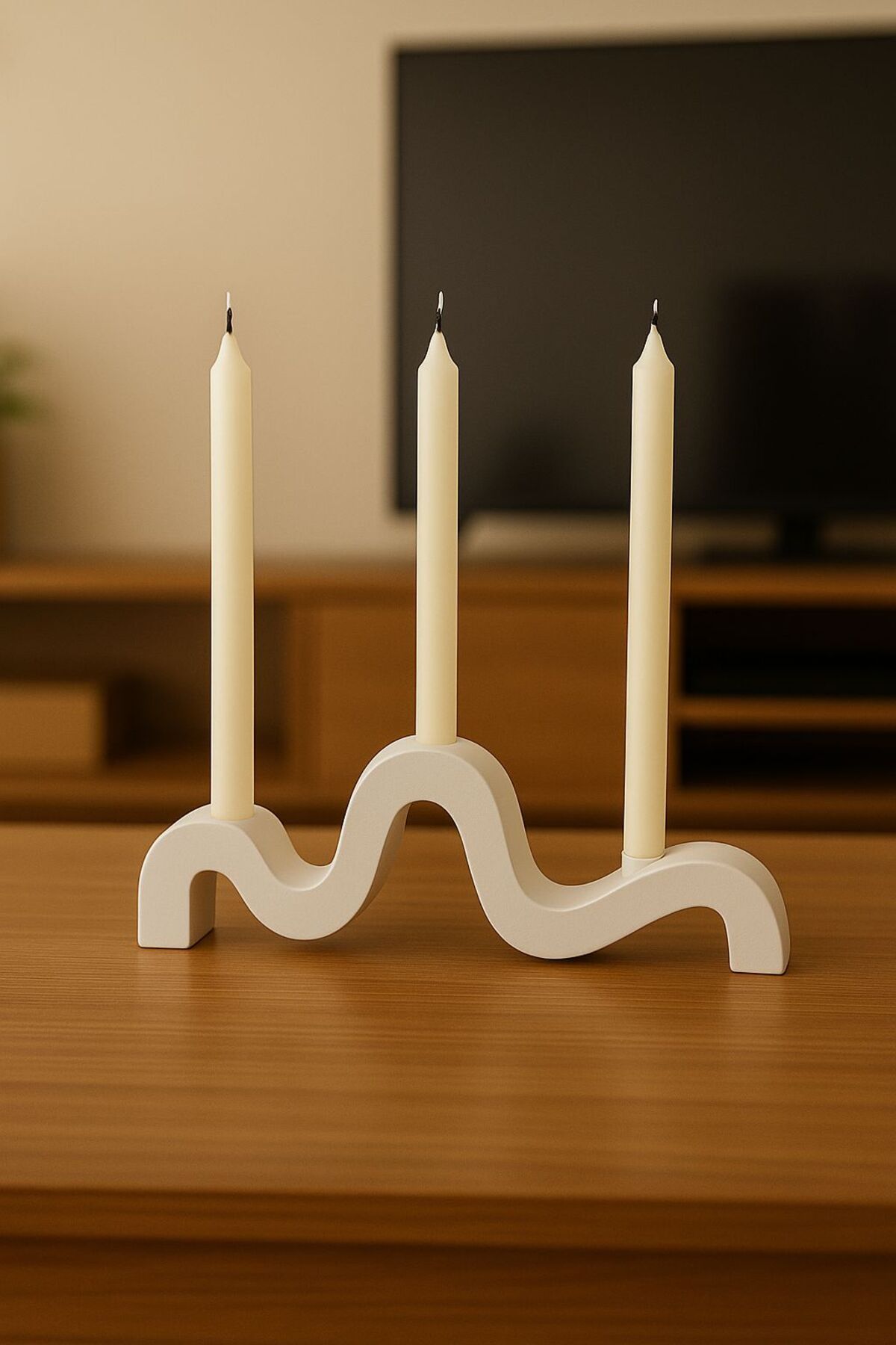 Home 3'lü dalga mumluk / şamdan