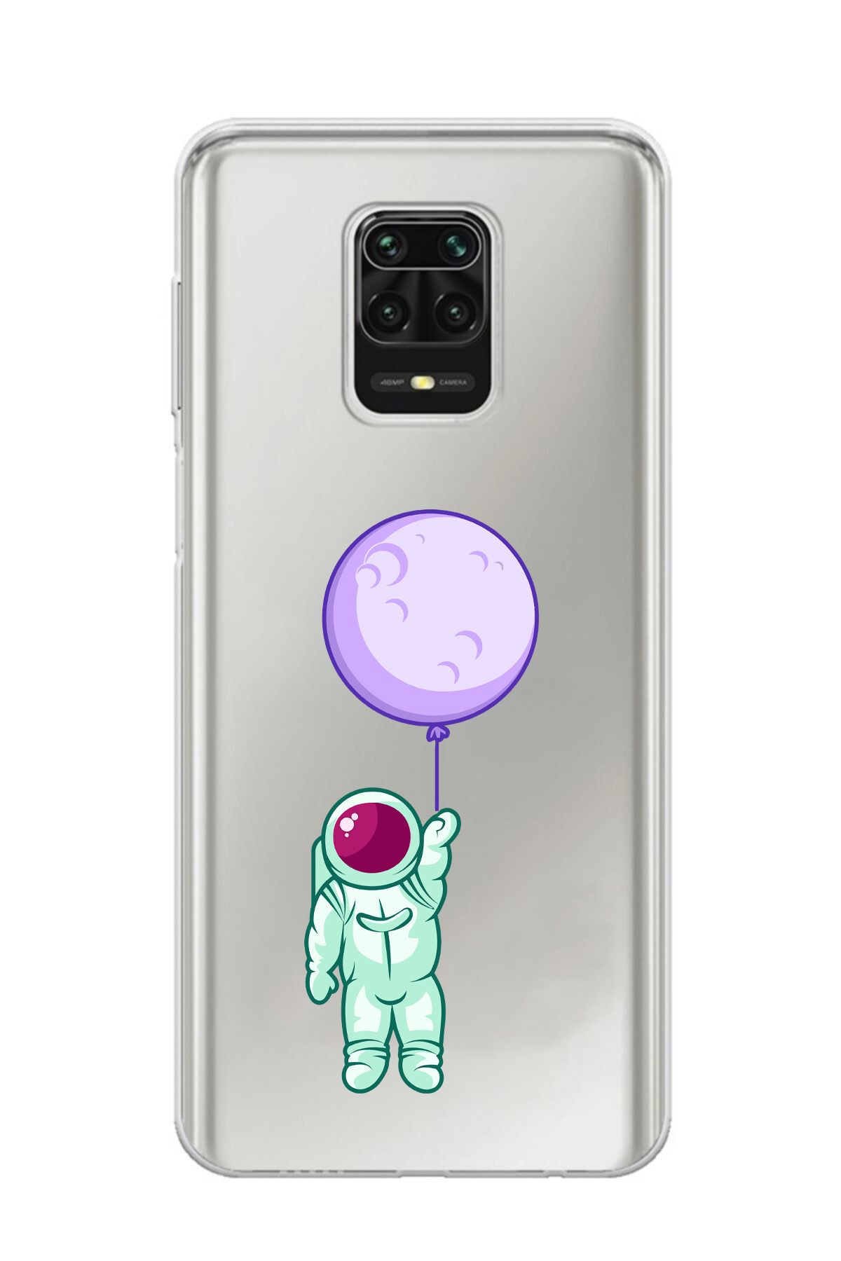 moonset Xiaomi Redmi Note 9 Pro / Note 9S Uyumlu Astronot Tasarımlı Baskılı Şeffaf Telefon Kılıfı
