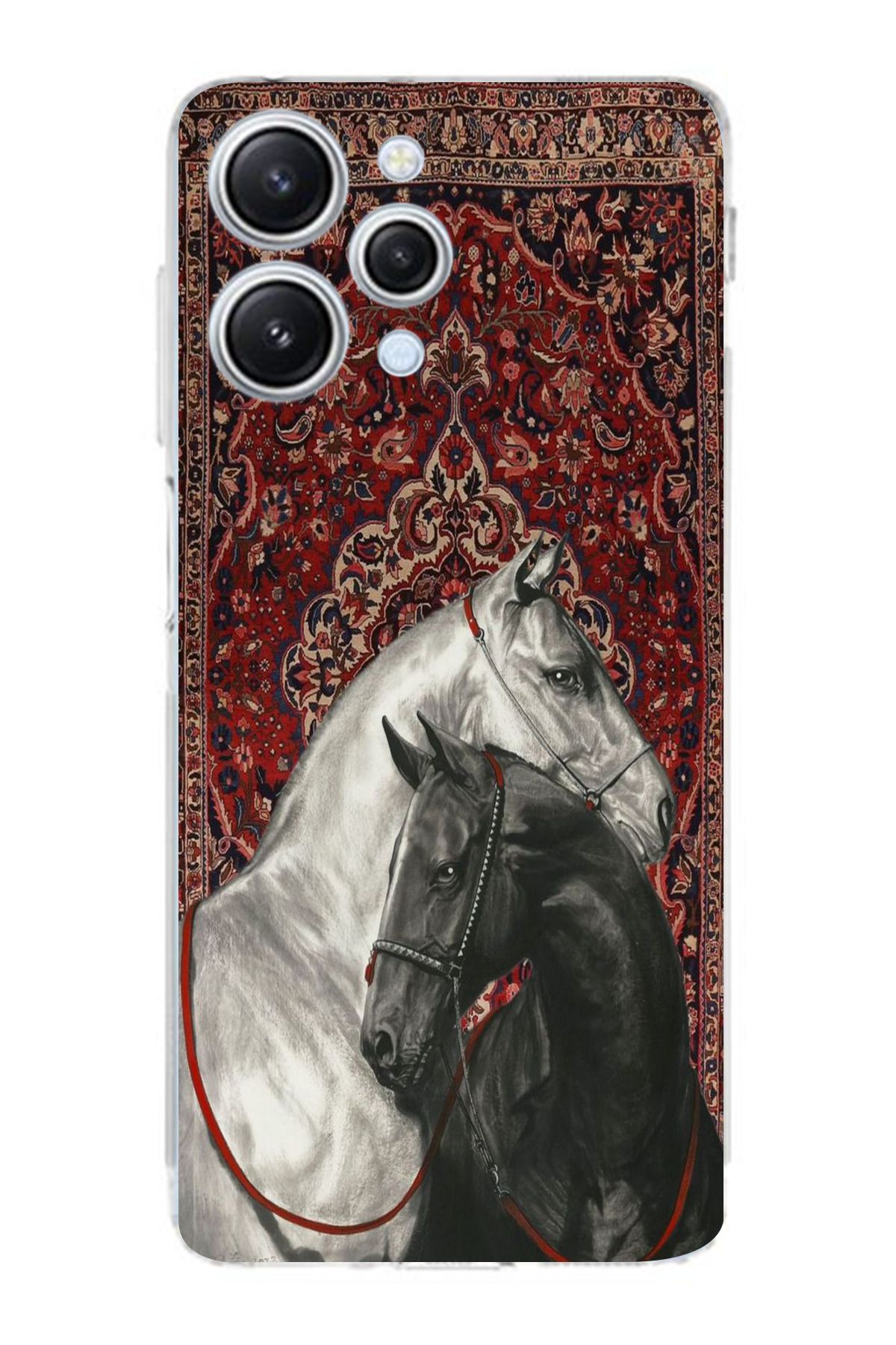 moonset Xiaomi Redmi 12 Uyumlu Atlar Tasarımlı Baskılı Şeffaf Telefon Kılıfı