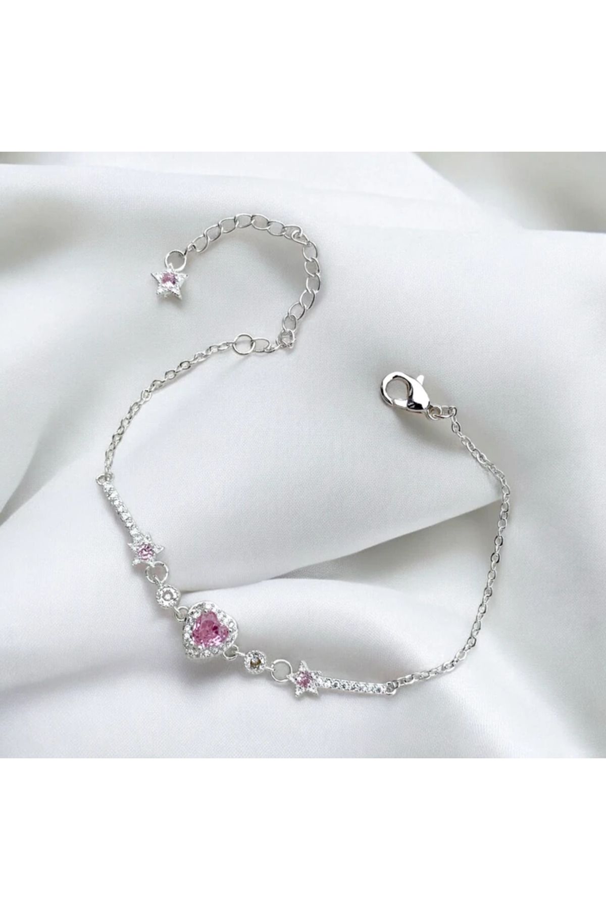 Harlofia Jewelry Gümüş Kaplama Kuyruklu Yıldız Detaylı Kalp Heartnova Bileklik