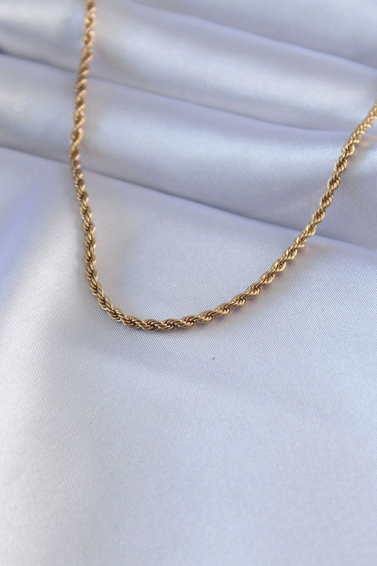 Clariss 316L Çelik Gold Renk Burgu Model 45 cm Kadın Kolye