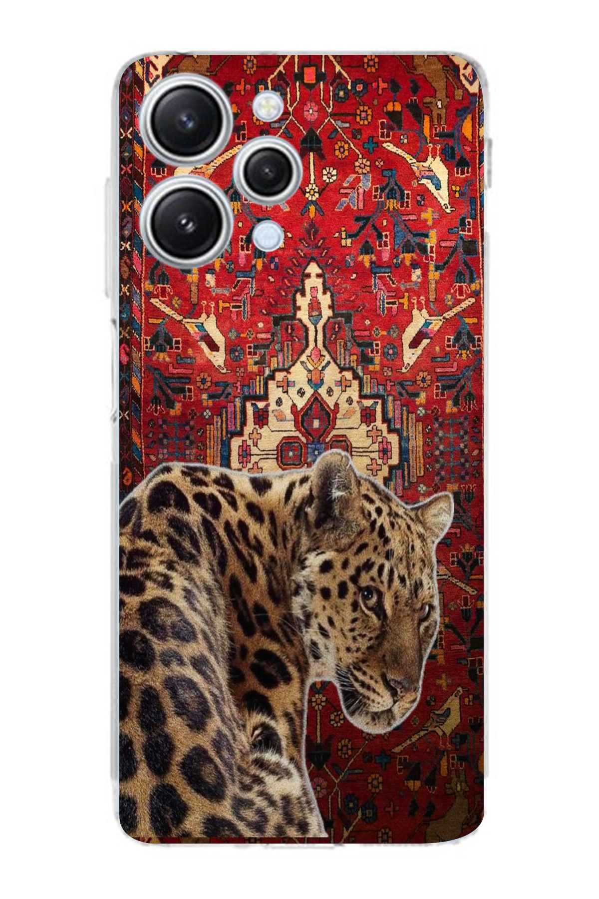 moonset Xiaomi Redmi 12 Uyumlu Leopar Tasarımlı Baskılı Şeffaf Telefon Kılıfı