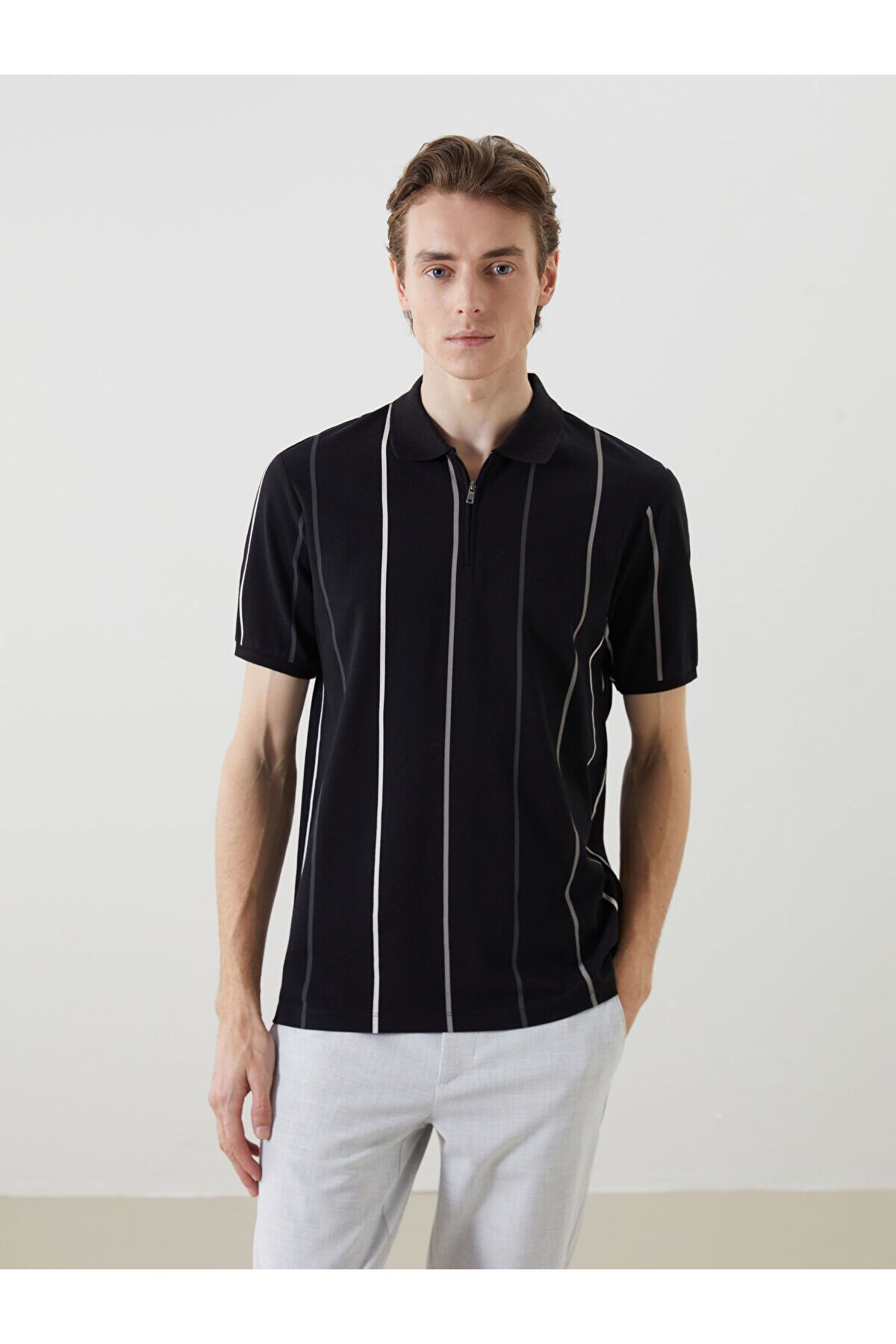 LC Waikiki Polo Yaka Kısa Kollu Çizgili Pike Erkek Tişört