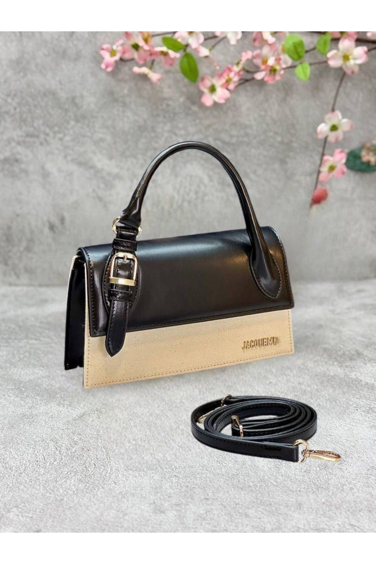 LEAUDER WOMEN KADIN ASKILI METAL AKSESUARLI EL VE OMUZ ÇANTASI LONG BOUNCLE SİZE 24*14 CM