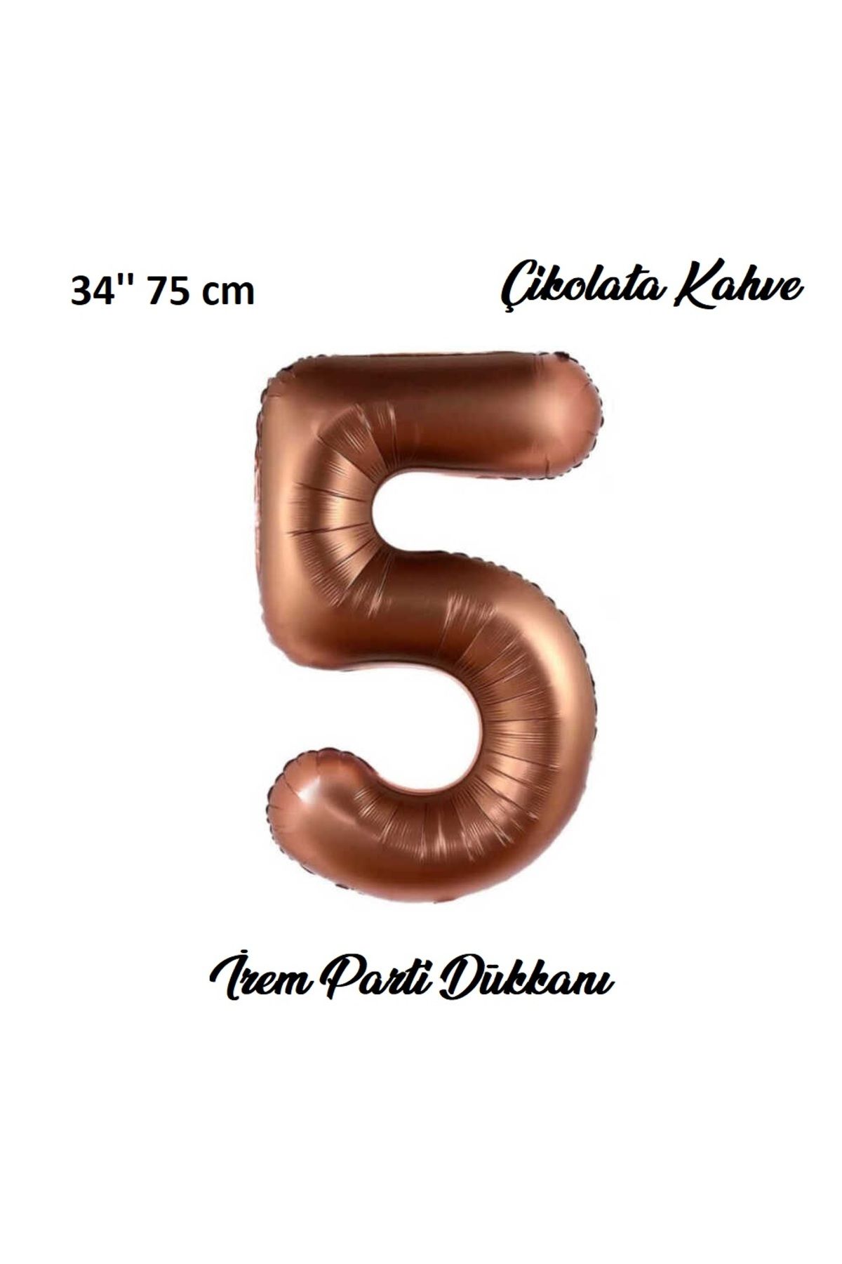 İrem Parti Dükkanı Retro Çikolata Kahve, Kahverengi 5 Yaş Rakam Balon 74 Cm 34 Inç