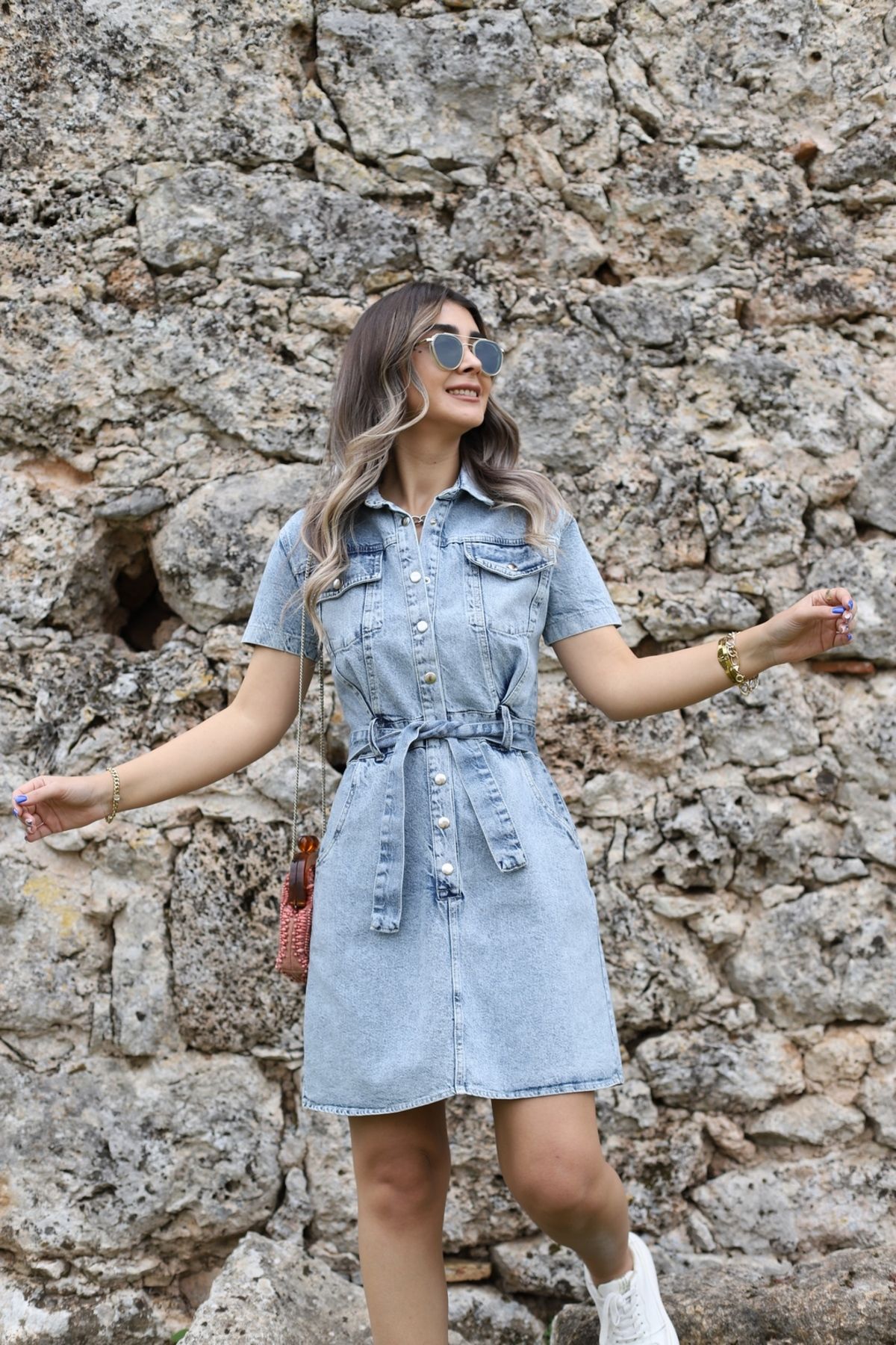 bytugcekaya Kısa Kol Kot Elbise