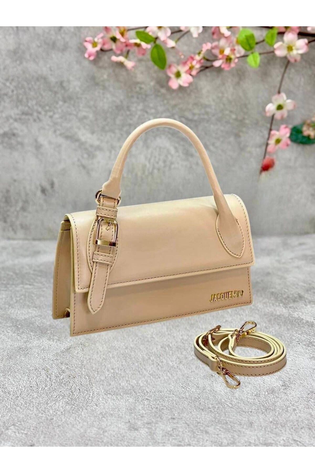 LEAUDER WOMEN KADIN ASKILI METAL AKSESUARLI EL VE OMUZ ÇANTASI LONG BOUNCLE SİZE 24*14 CM