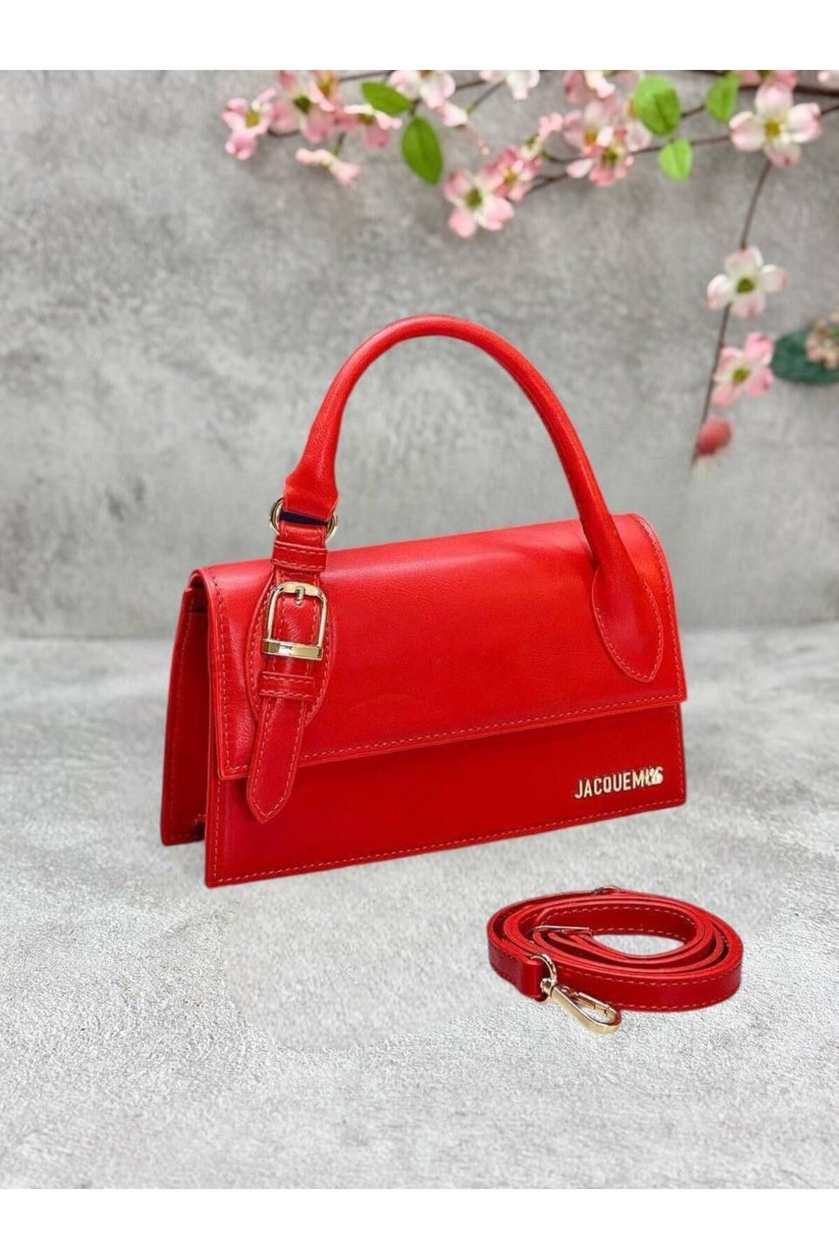 LEAUDER WOMEN KADIN ASKILI METAL AKSESUARLI EL VE OMUZ ÇANTASI LONG BOUNCLE SİZE 24*14 CM