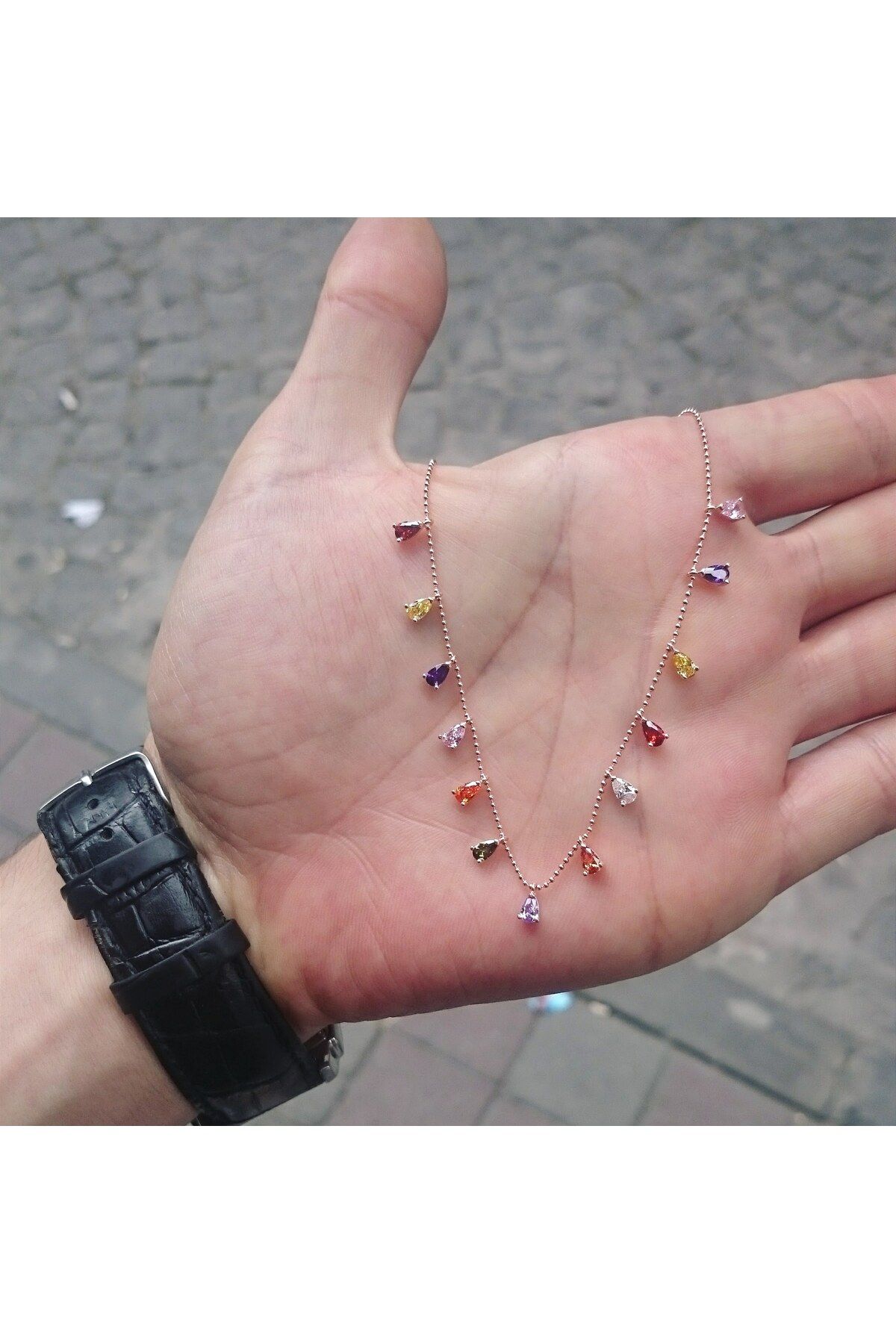 MODA Modahilye 925 Ayar Gümüş Mix Damla Rose Gold Renk Kolye