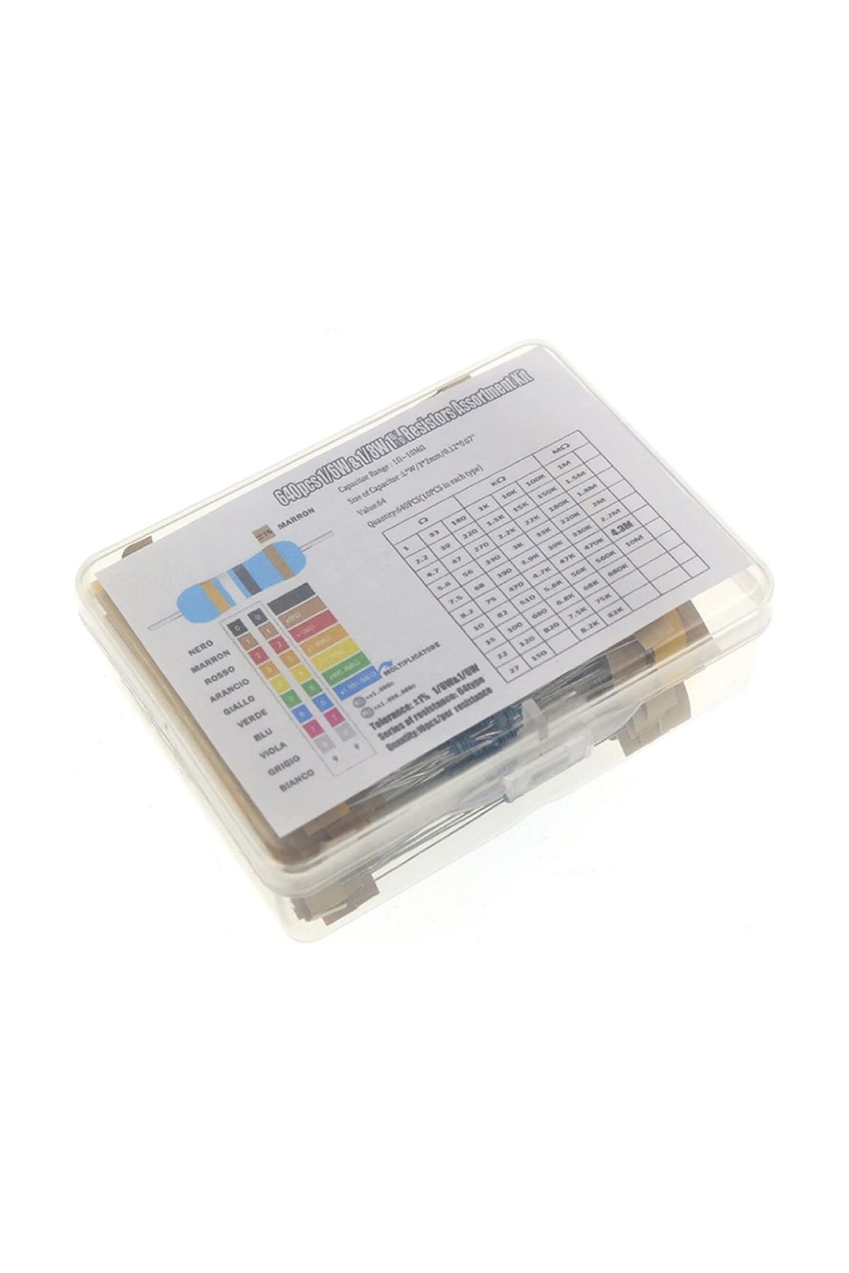 Alkatronik Kutulu 600 Parça Direnç Seti 10ohm / 1Mohm 30 Farklı Tip 20şer Adet Metal Film Dip Direnç