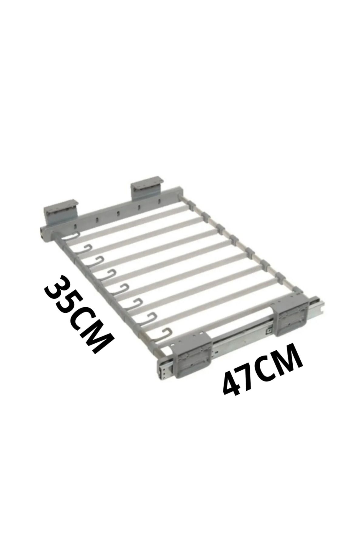 DELTAKS Teleskopik Raylı Pantolon Askısı, 47x35 Cm, Üst Raf Montajlı, Antrasit Metal