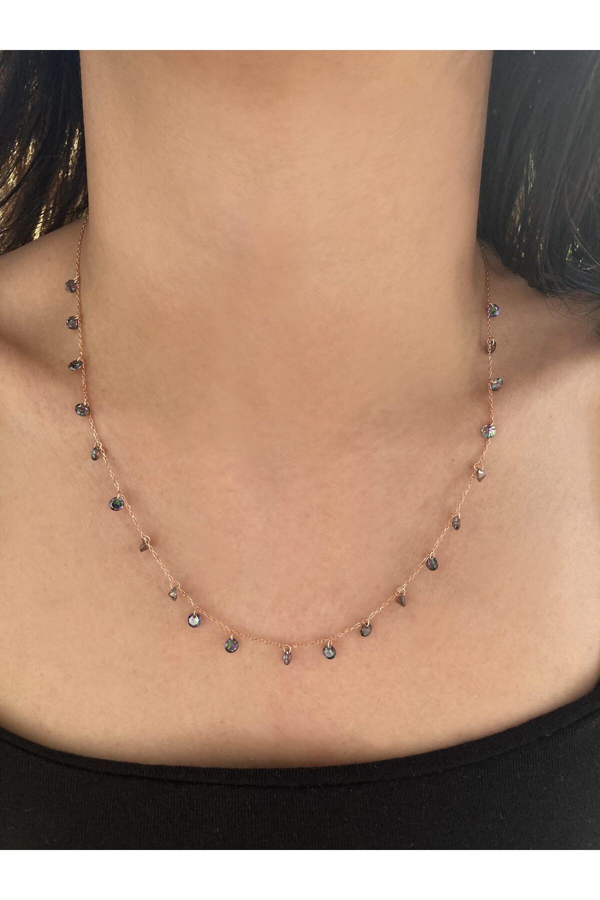 Besen Gümüş Mistik Topaz Taşlı Kolye