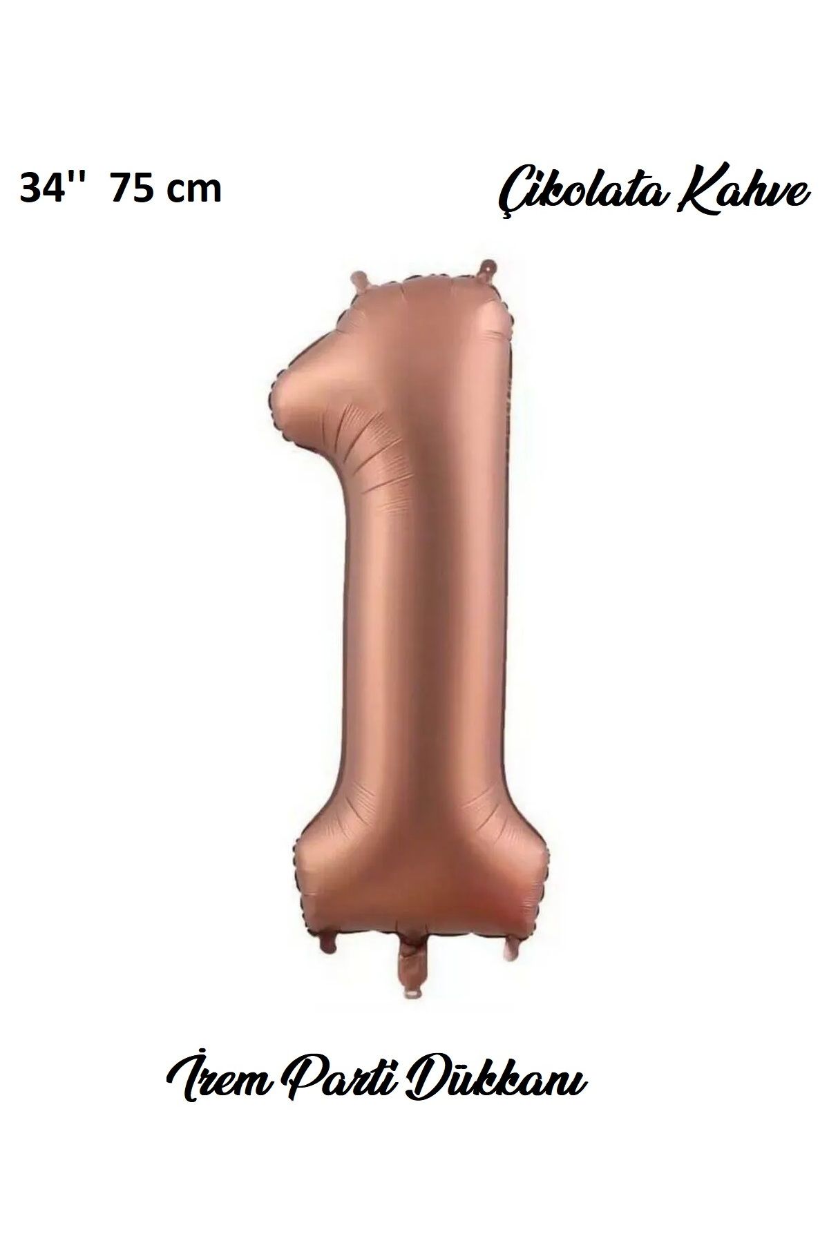 İrem Parti Dükkanı Retro Çikolata Kahve, Kahverengi 1 Yaş Rakam Balon 74 Cm 34 Inç
