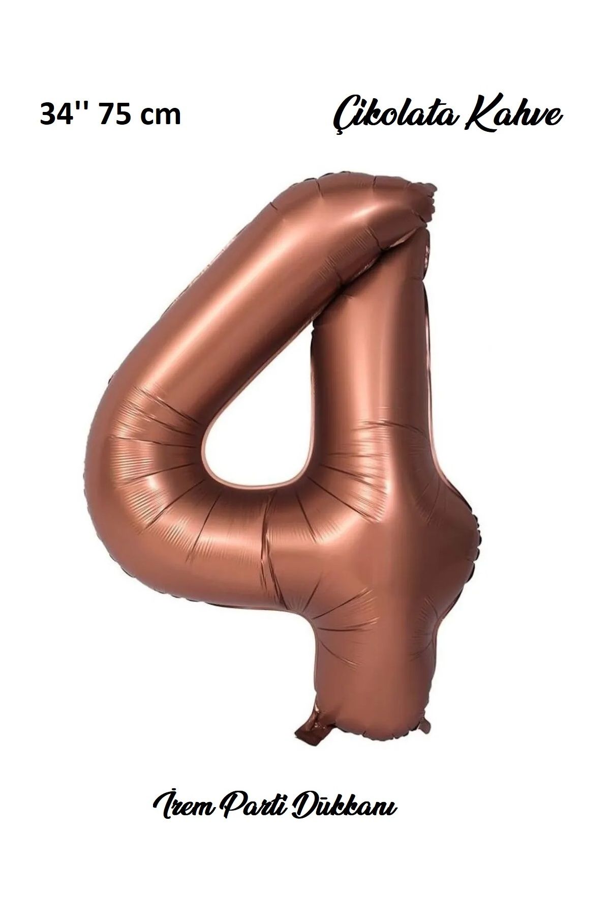 İrem Parti Dükkanı Retro Çikolata Kahve, Kahverengi 4 Yaş Rakam Balon 74 Cm 34 Inç