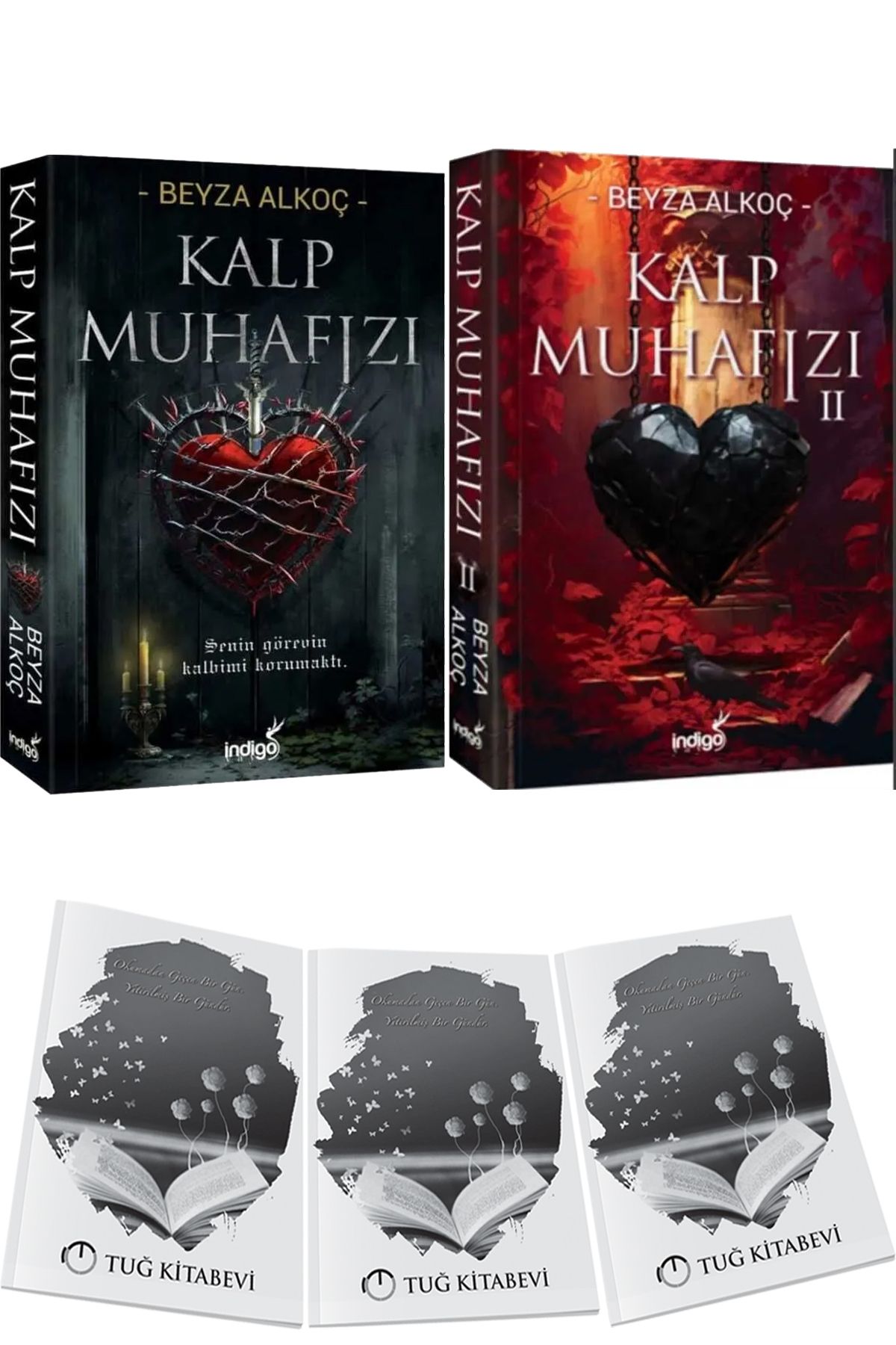 İndigo Kitap Kalp Muhafızı 1 ve Kalp Muhafızı 2 Karton Kapak Poster ve Ayraç Beyza Alkoç 2li Set + Hediyeli