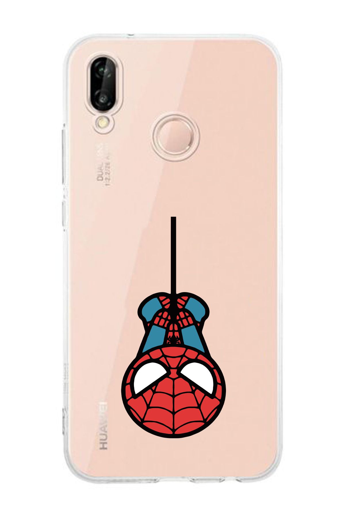 moonset Huawei P20 Lite Uyumlu Örümcek Tasarımlı Baskılı Şeffaf Telefon Kılıfı
