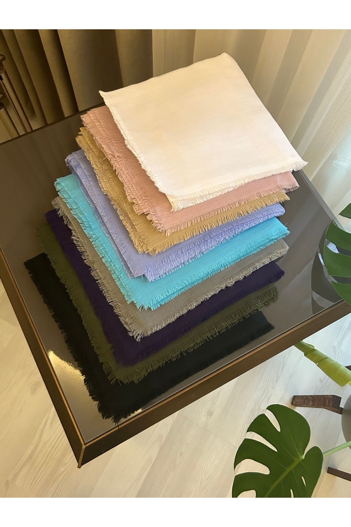 Sümeyye çeyiz 9 adet flamlı yazma 100x100 cm pamuklu tülbent