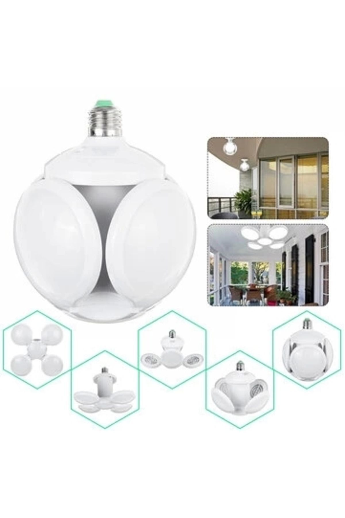 YNT İthalat F-1997 Led Futbol Ufo Ampul E27 28w 360 Derece Katlanır Lamba Ac 220v Lamba Led Spot Işık Beyaz Glop