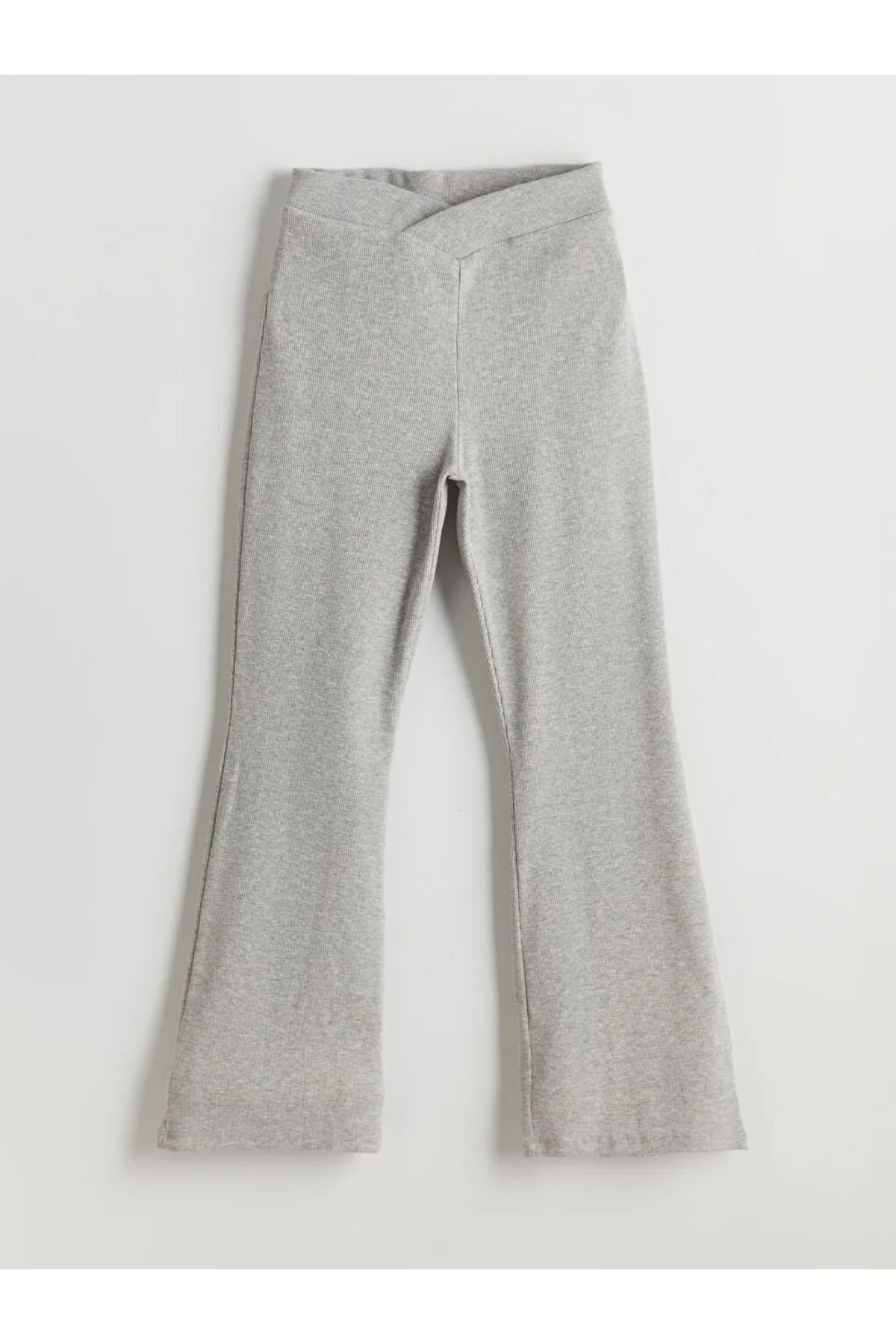 LC Waikiki LCW Kids Gri Beli Lastikli İspanyol Paça Kız Çocuk Tayt