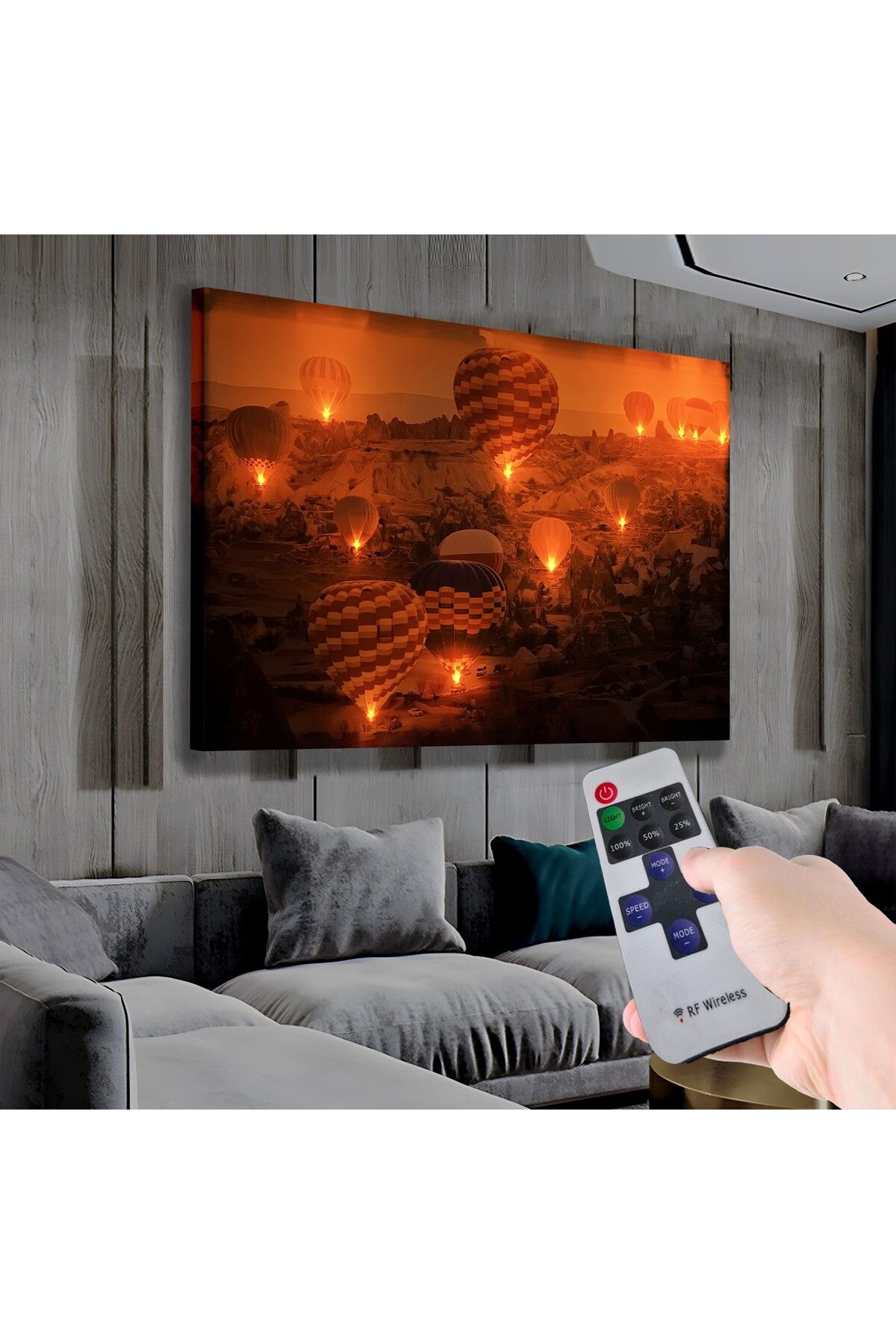 EMYA HOME Led Işıklı Uzaktan Kumandalı Kapadokya Kanvas Tablo