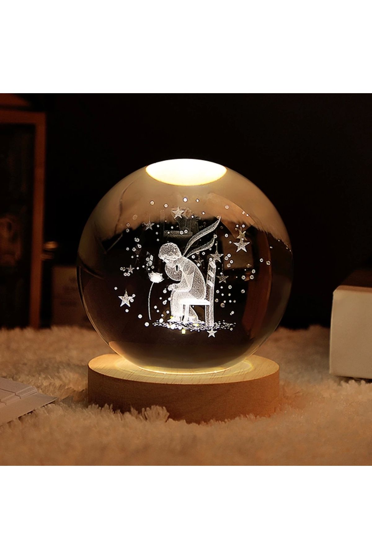 YNT İthalat Ahşap Altlıklı Usb'li Gece Lambası